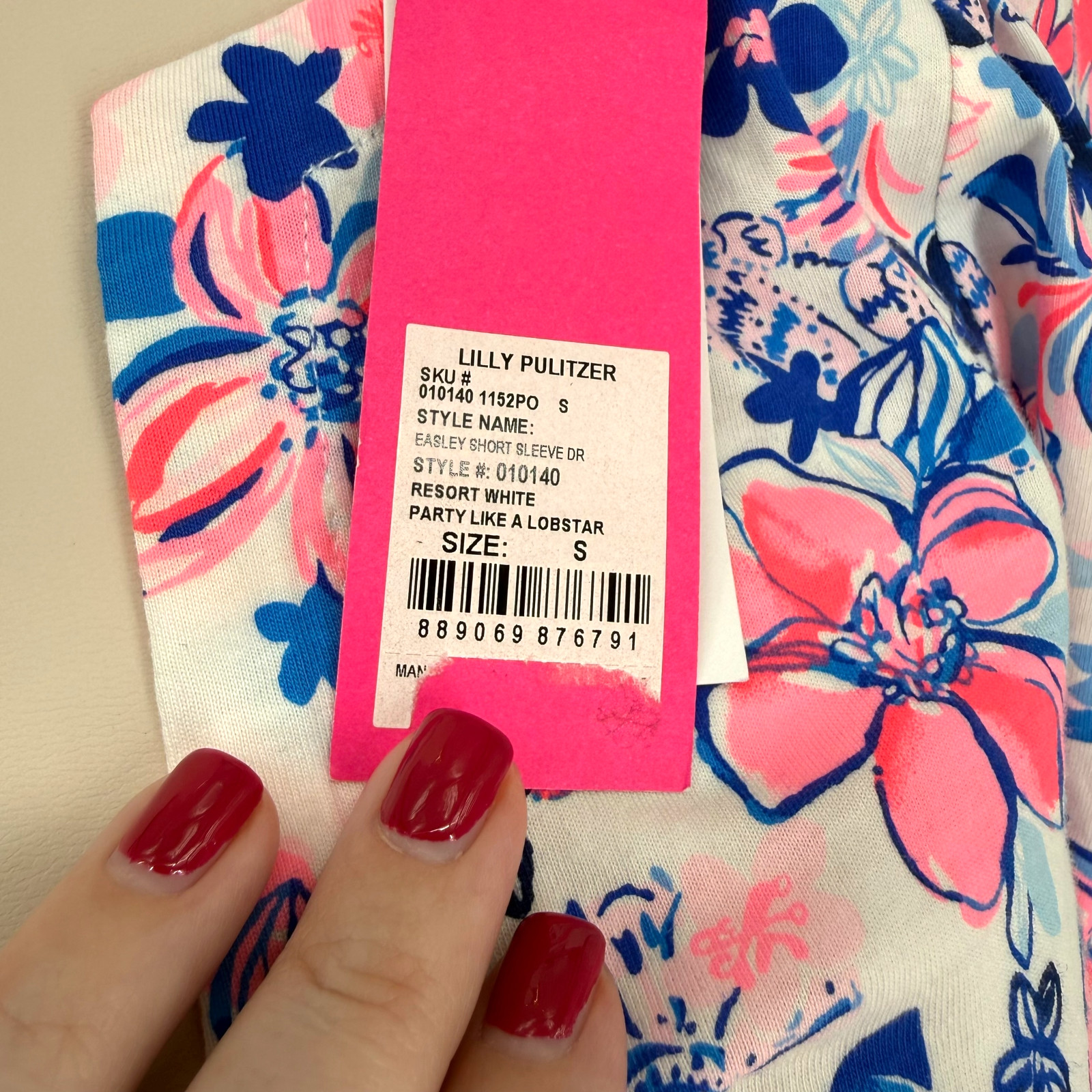 Lilly Pulitzer Easley Dress S Floral Party Lobstar Lobster Puff Short Sleeve NWT