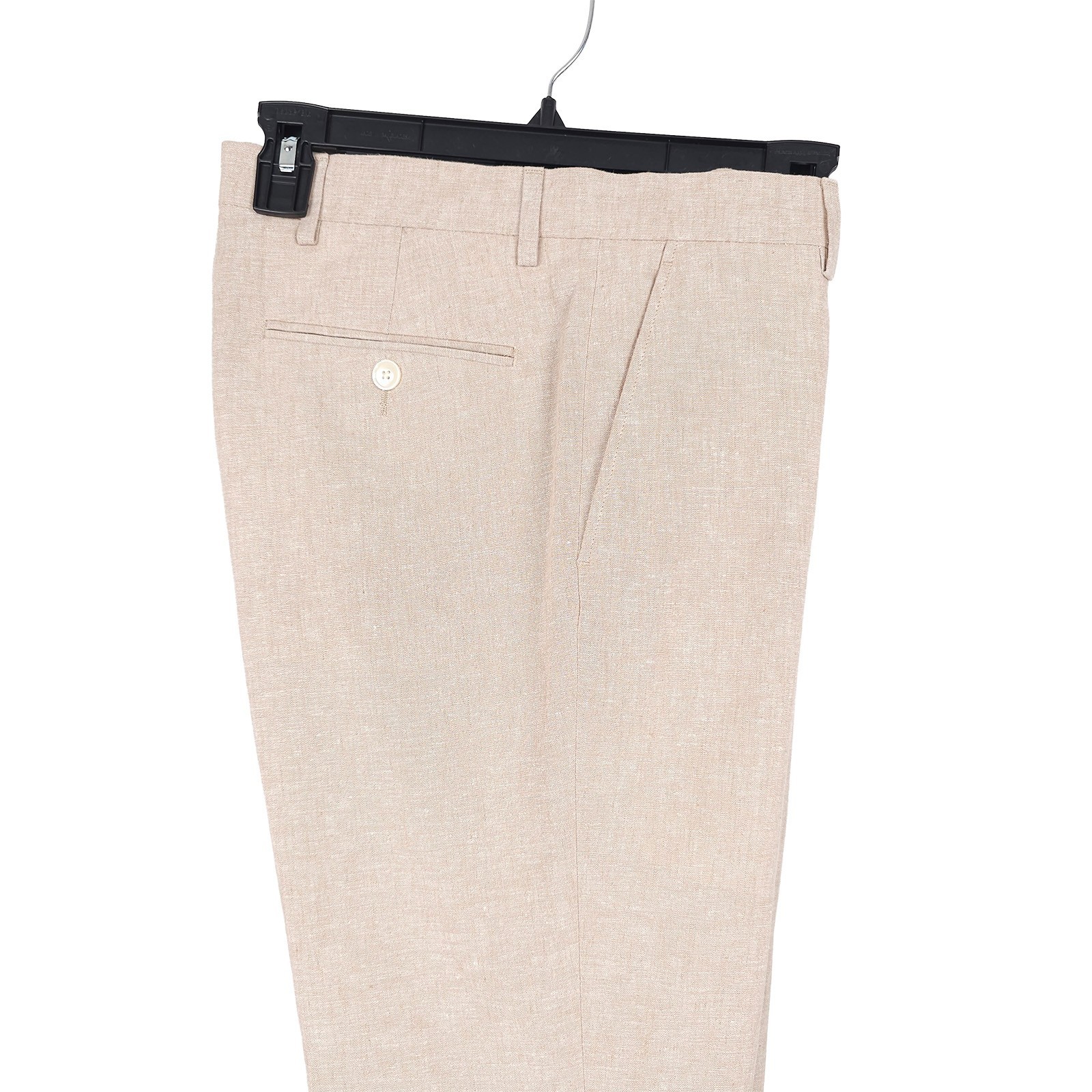 Tommy Hilfiger Mens Modern Fit Dress Pants 38×34 Tan Solid Linen Cotton Blend
