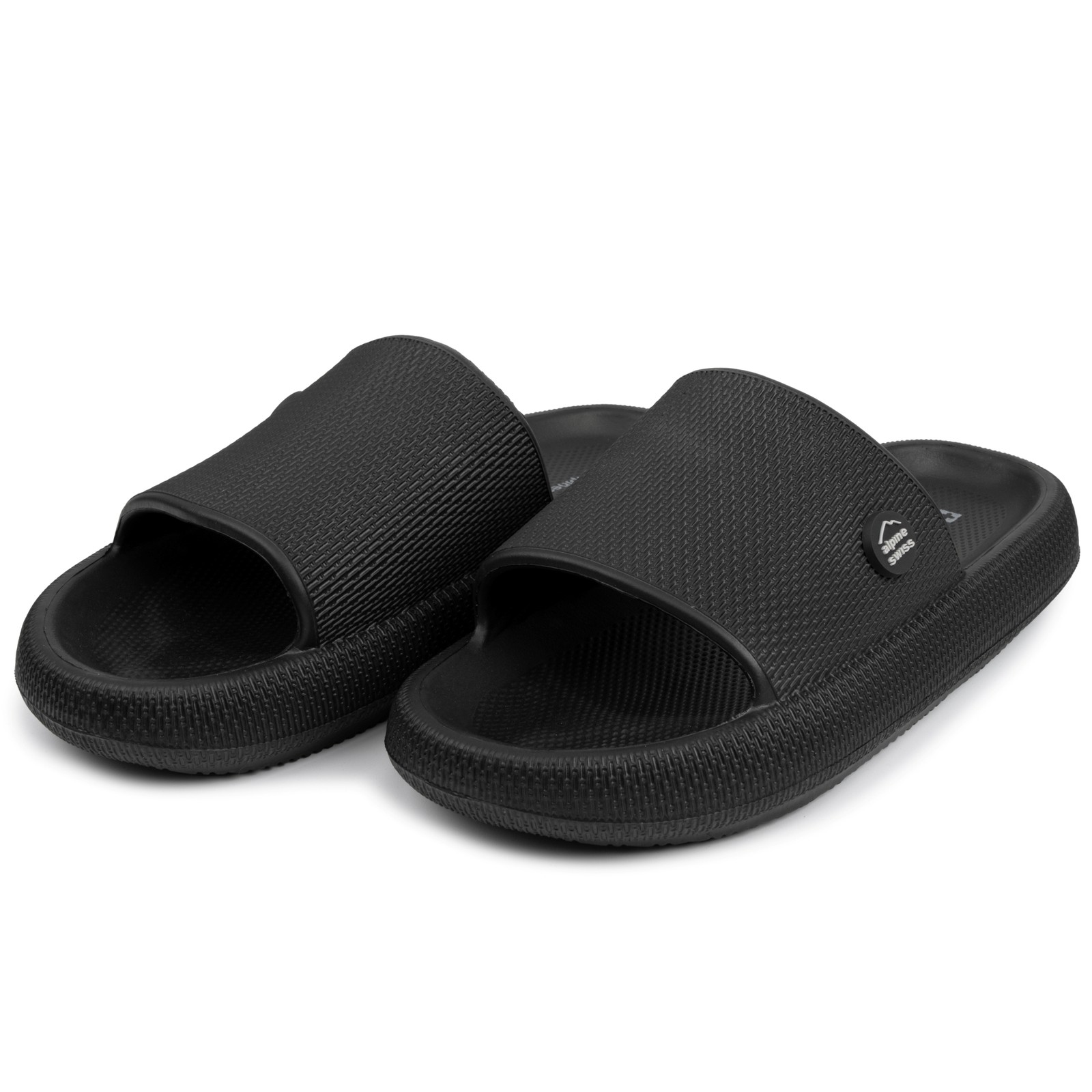 Alpine Swiss Omar Mens Slides Pillow Slippers Ultra Cushioned Cloud Slide Sandal