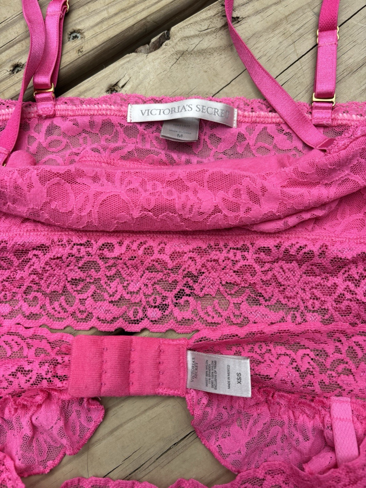 Victoria’s Secret Silver tag Bra And Garter Set