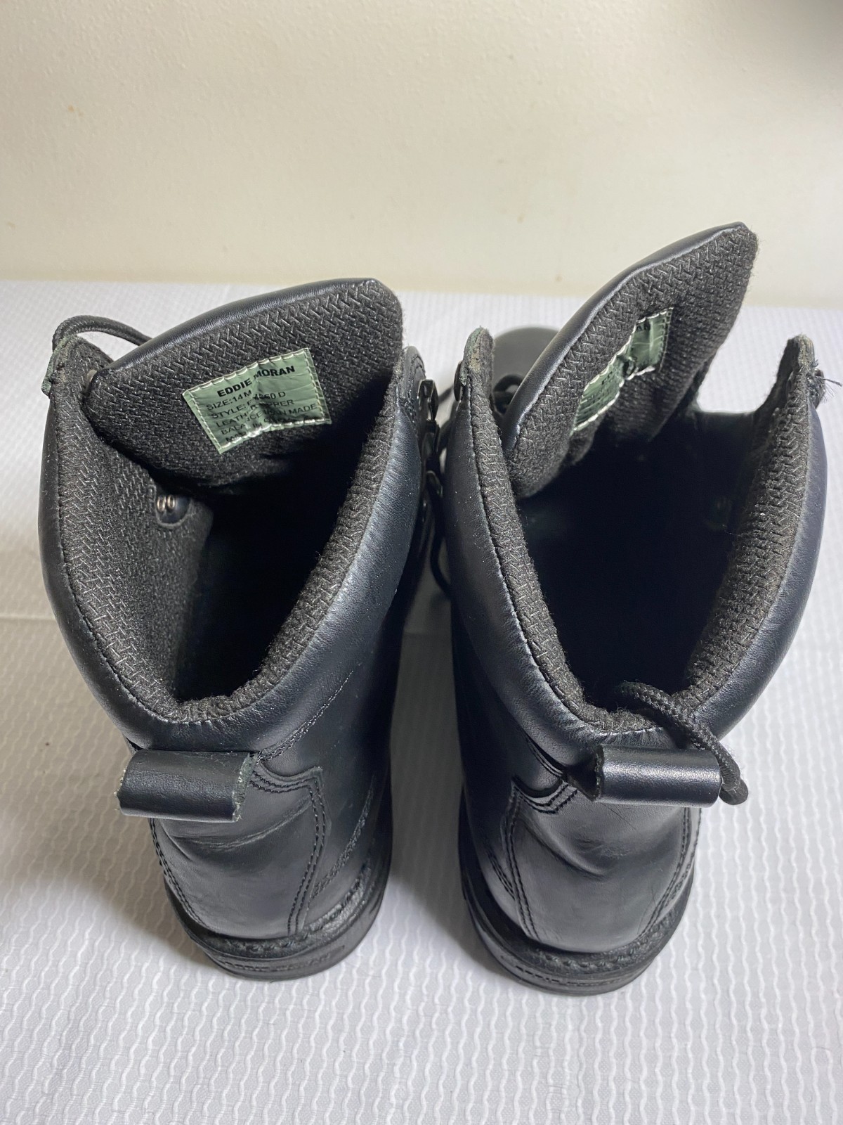 Eddie Moran Work Boots Black Mens Size 14M Chevron Orange Sole Slip Resistant