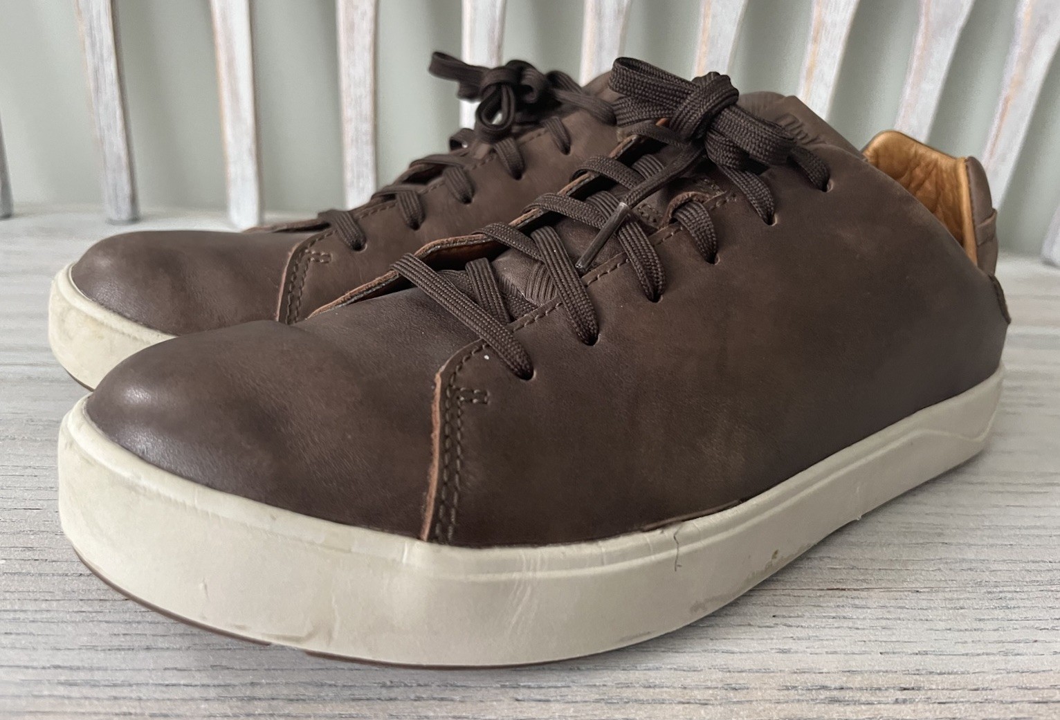 OluKai Lae’ahi Li ‘Ili Shoes Men’s Size 10 Brown Leather Casual Sneakers