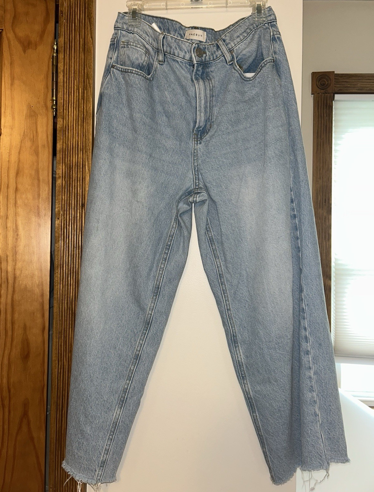 PacSun Women’s Blue Wide-Leg Jeans Light Wash Cotton Denim, 5-Pocket