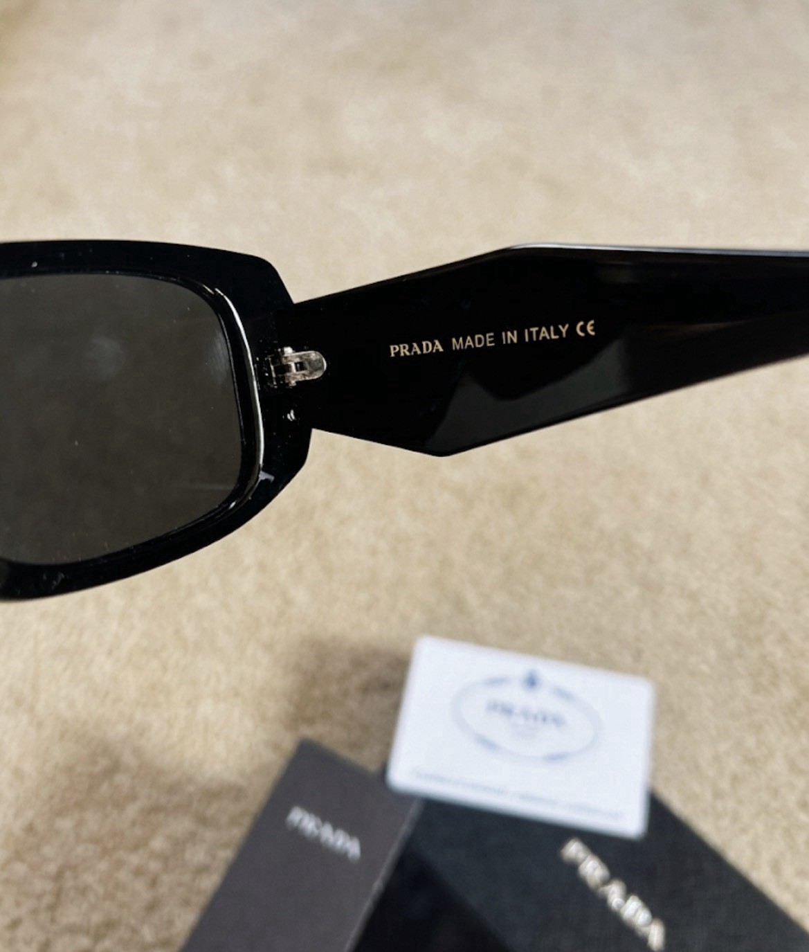 PRADA SPR17WS Women’s Rectangle Sunglasses Black Frame/Lens UV400 49-20 145