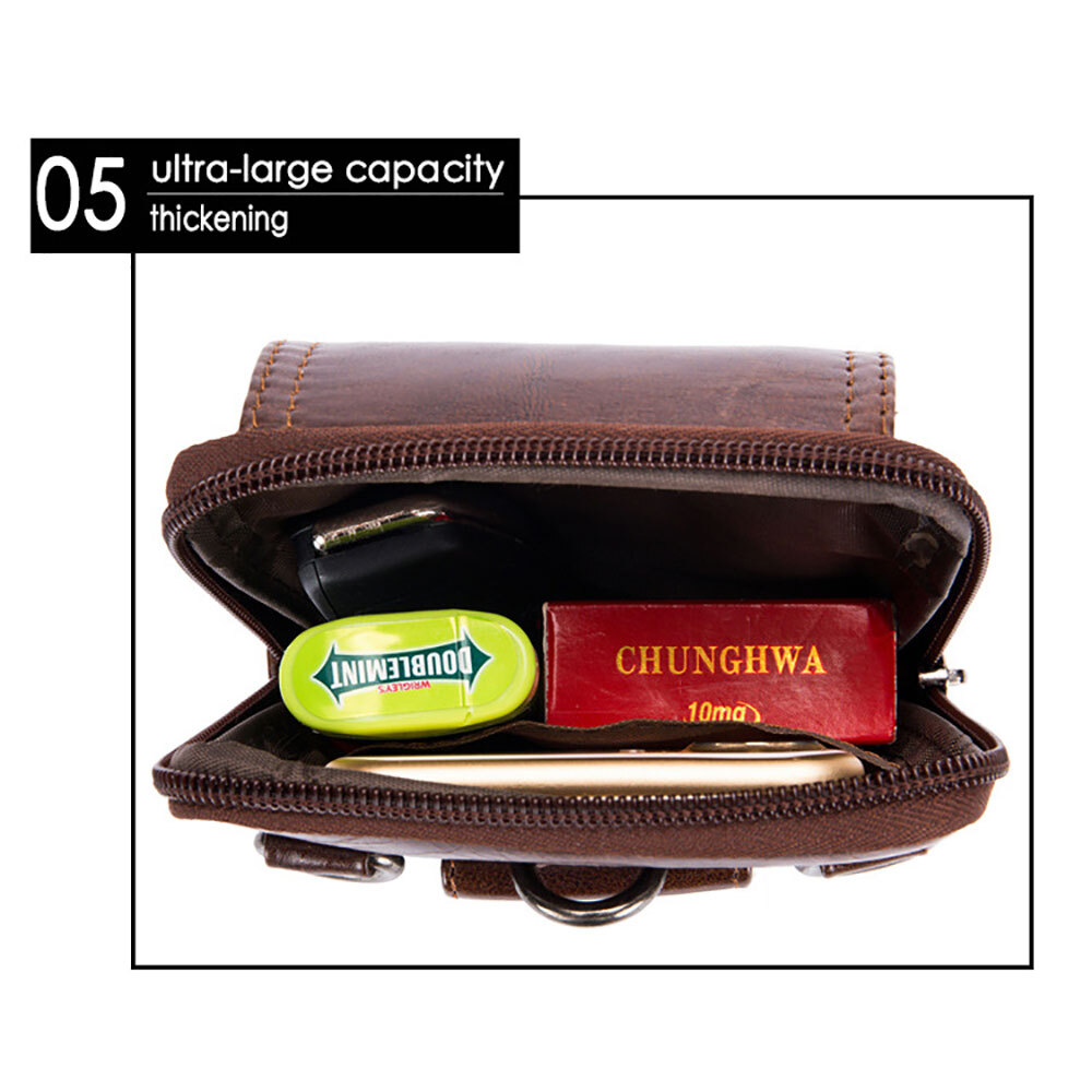 Retro cowhide leather men’s single shoulder crossbody bag cell phone waist bag