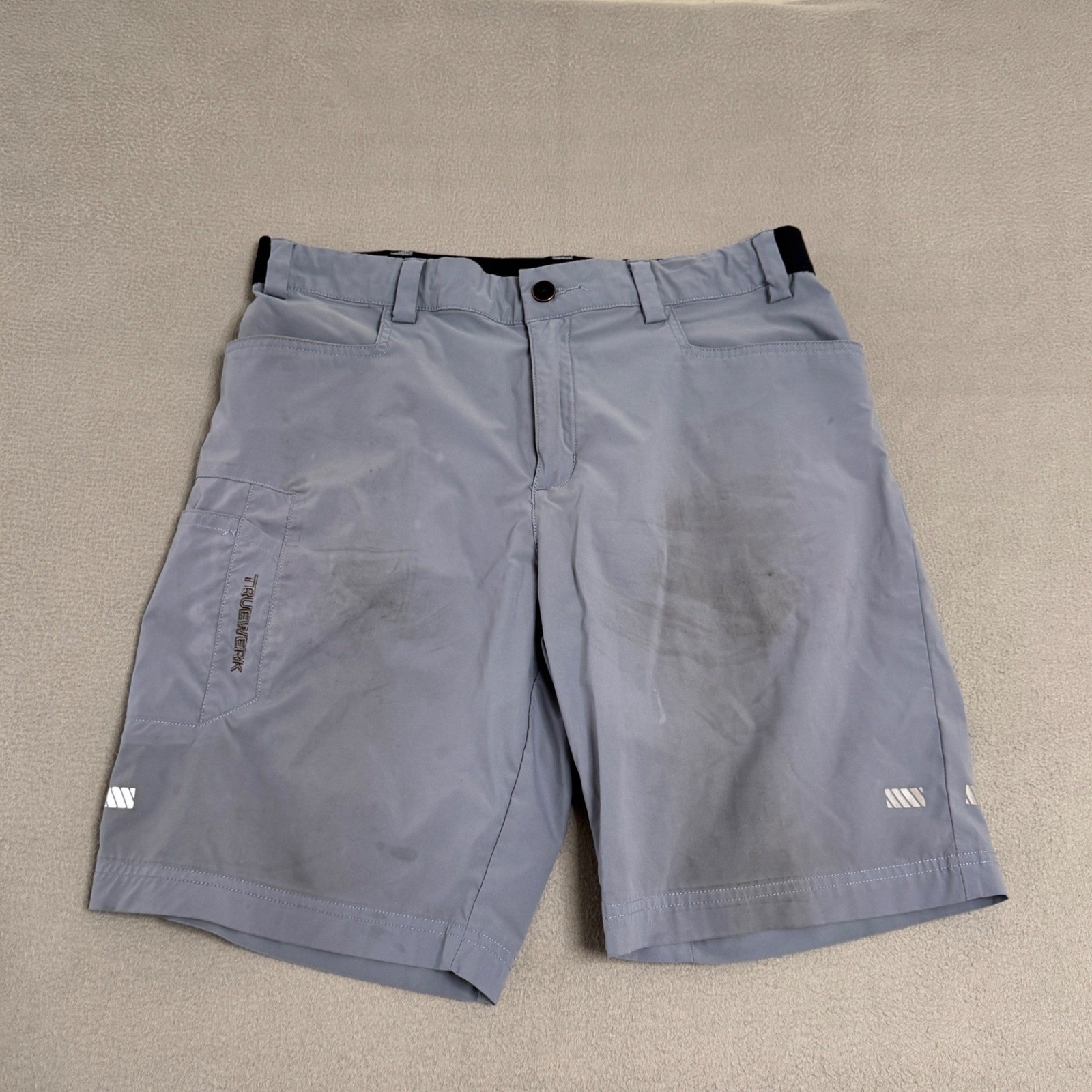 Truewerk Cloud Short Mens Large Blue Grey Performance Work Utility Cargo Shorts