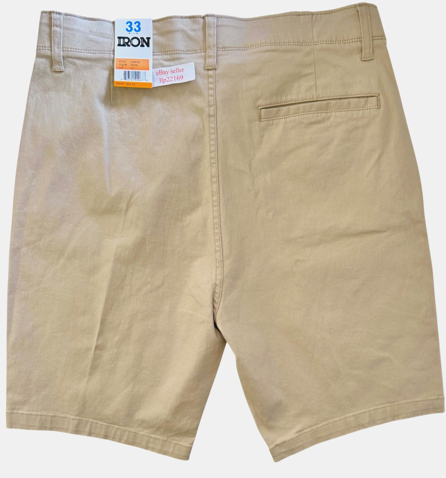 IRON CO Men’s Stretch Shorts (SIZE 33) Flex Waist Flat Front SAND DUNE New Tag!