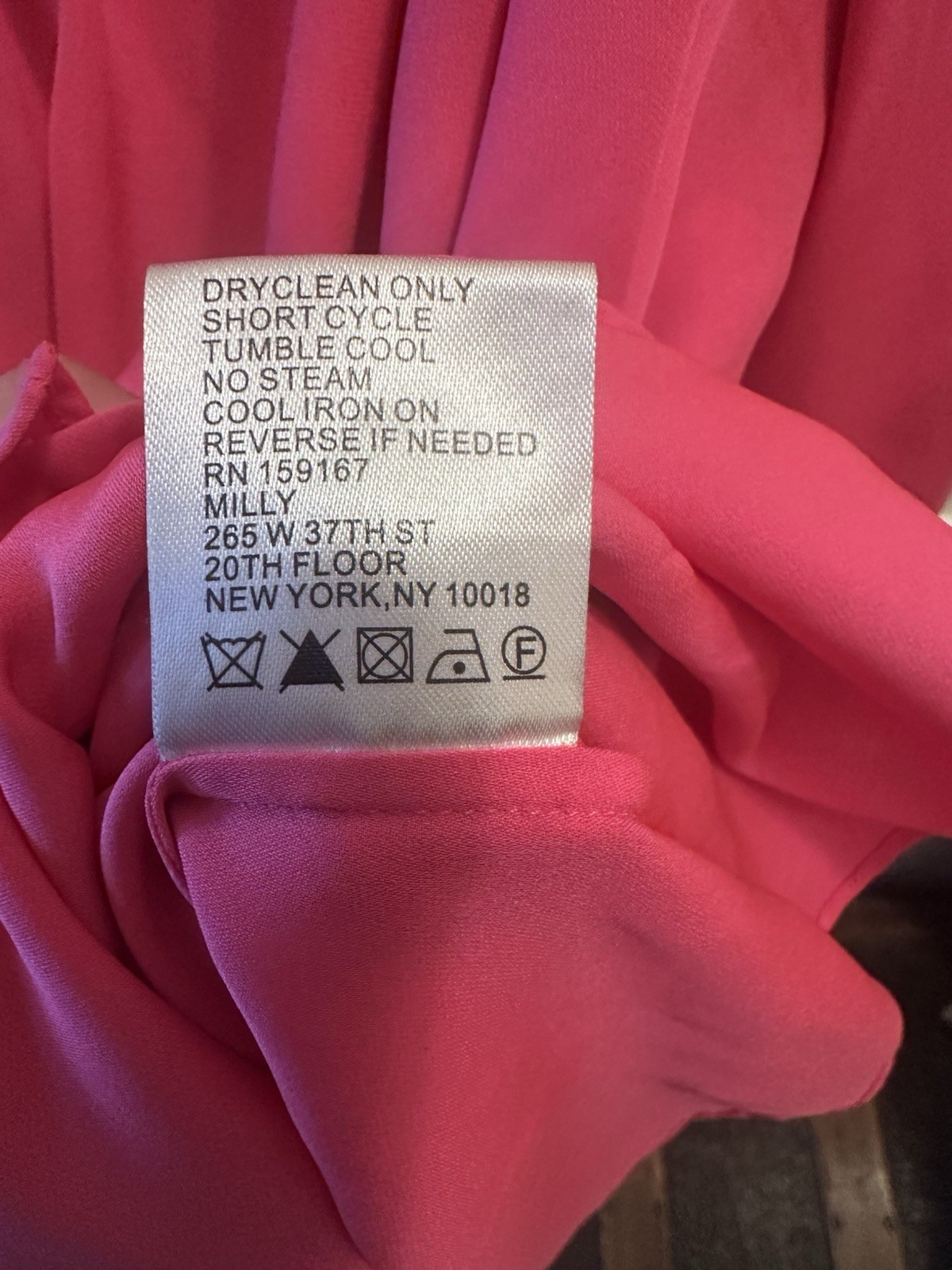 Milly Pink Satin Silk Blend V-Neck Tie Front Long Sleeve Blouse Size 6