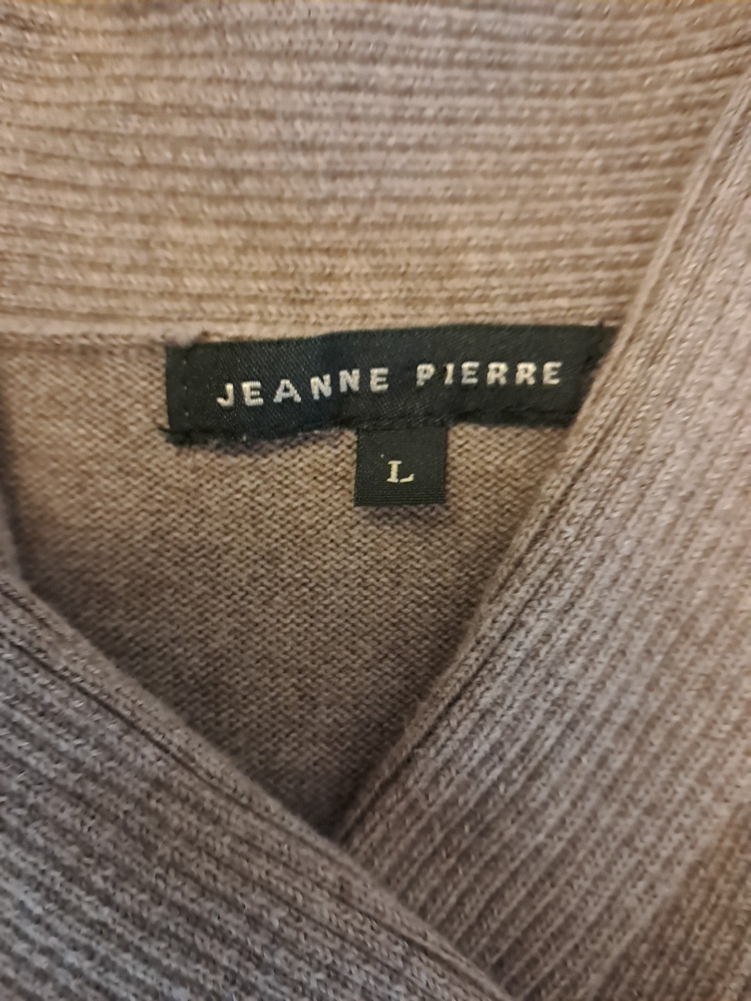 Jeanne Pierre Sz L Chocolate Sweater Sz L Pockets 100% Cotton All Seasons Casual