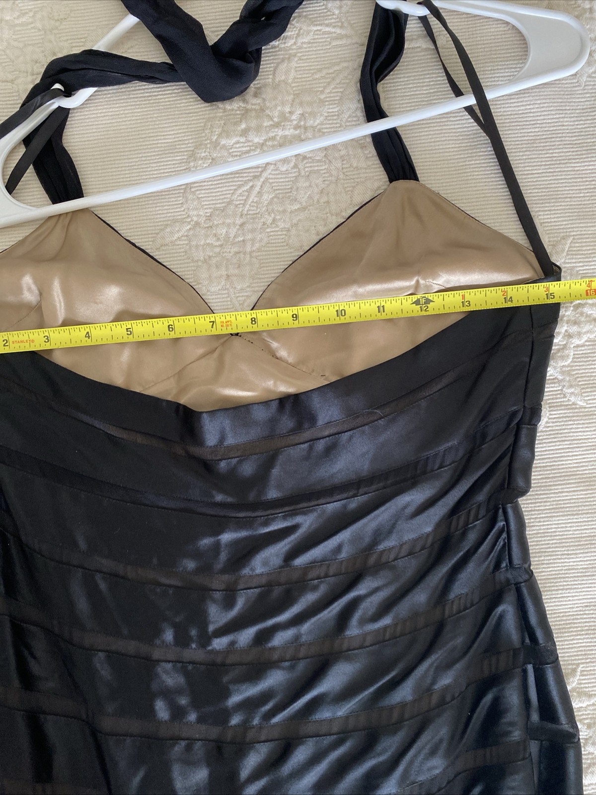 Y2K BCBG Grunge Fairycore Black Satin & Silk Ruched Handkerchief Dress SZ 6