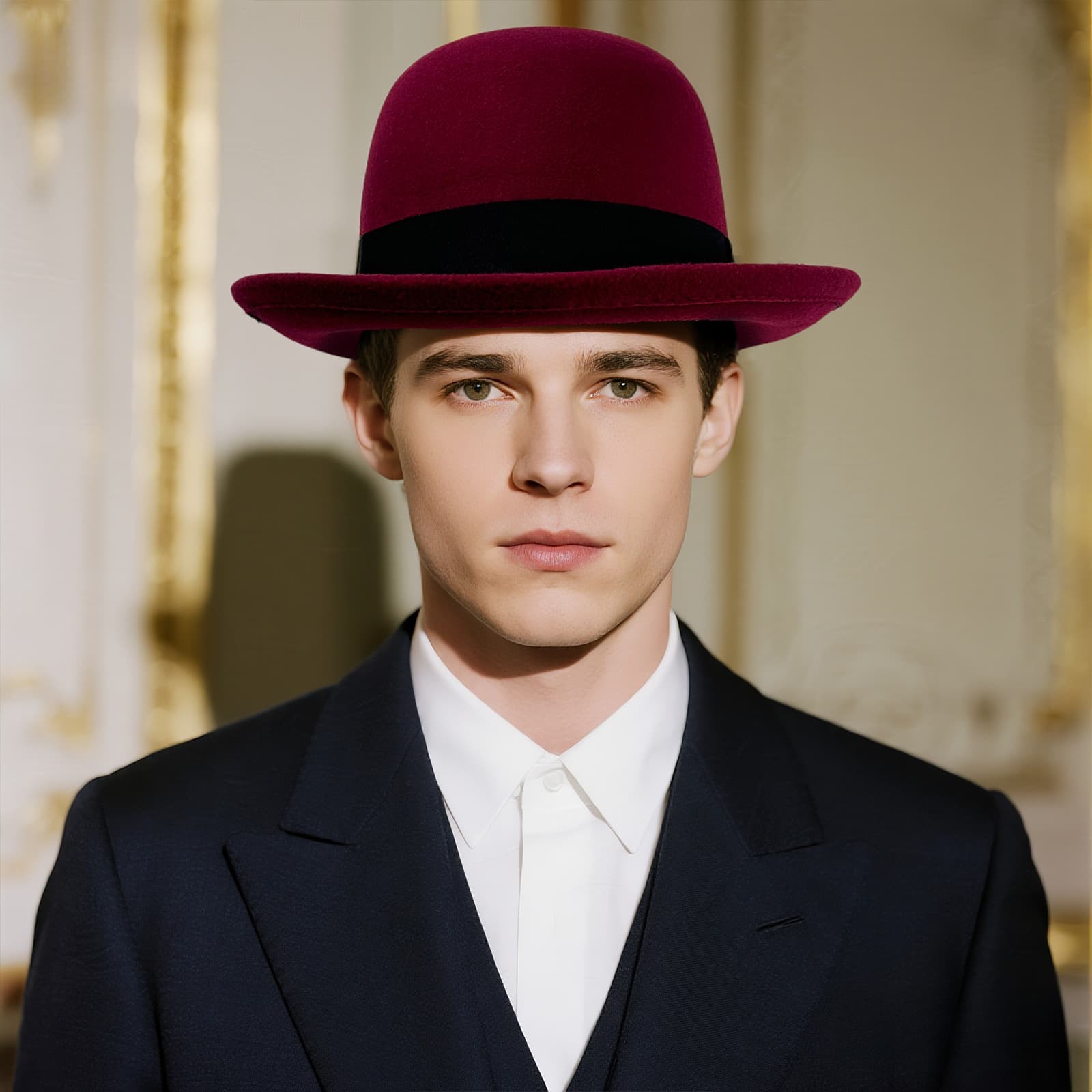 Men Retro Elegant Bowler Hat Short Brim with Hat Band for Formal Casual Wedding