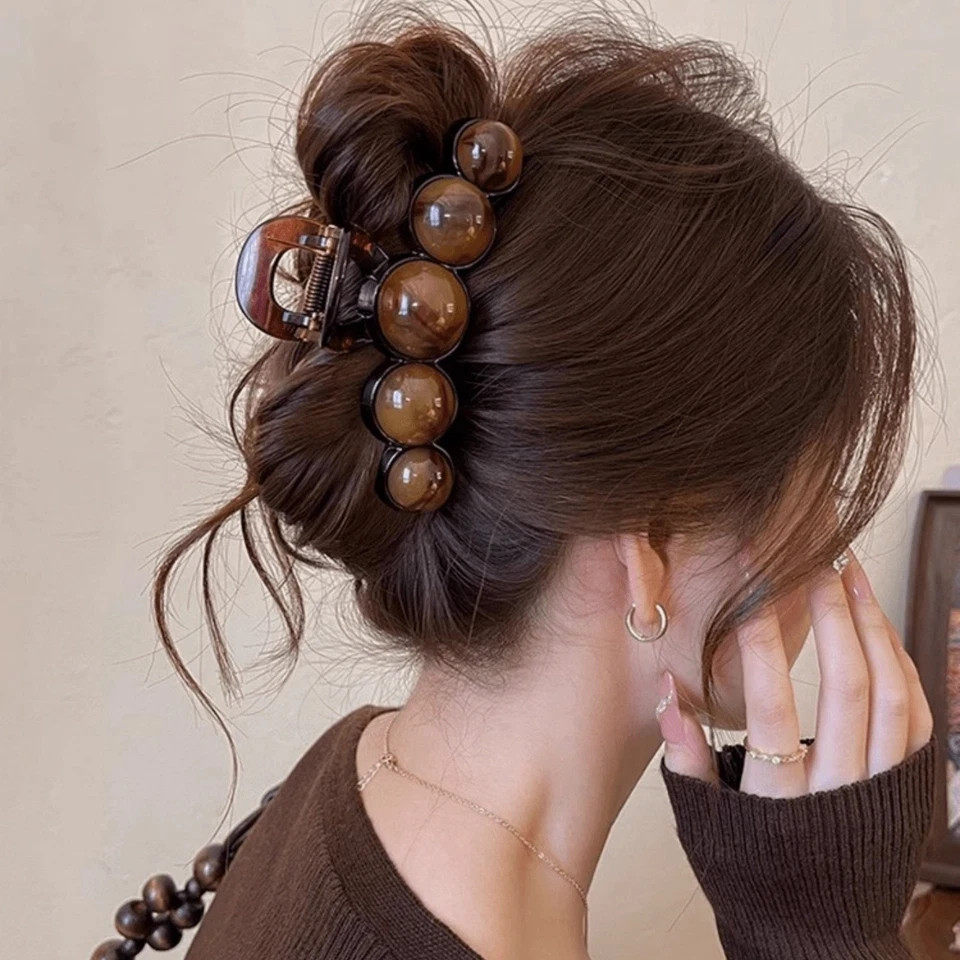 1pc Fashion Pearl Large Simple Elegant Acrylic Hair Claw Hairpin For Women’s