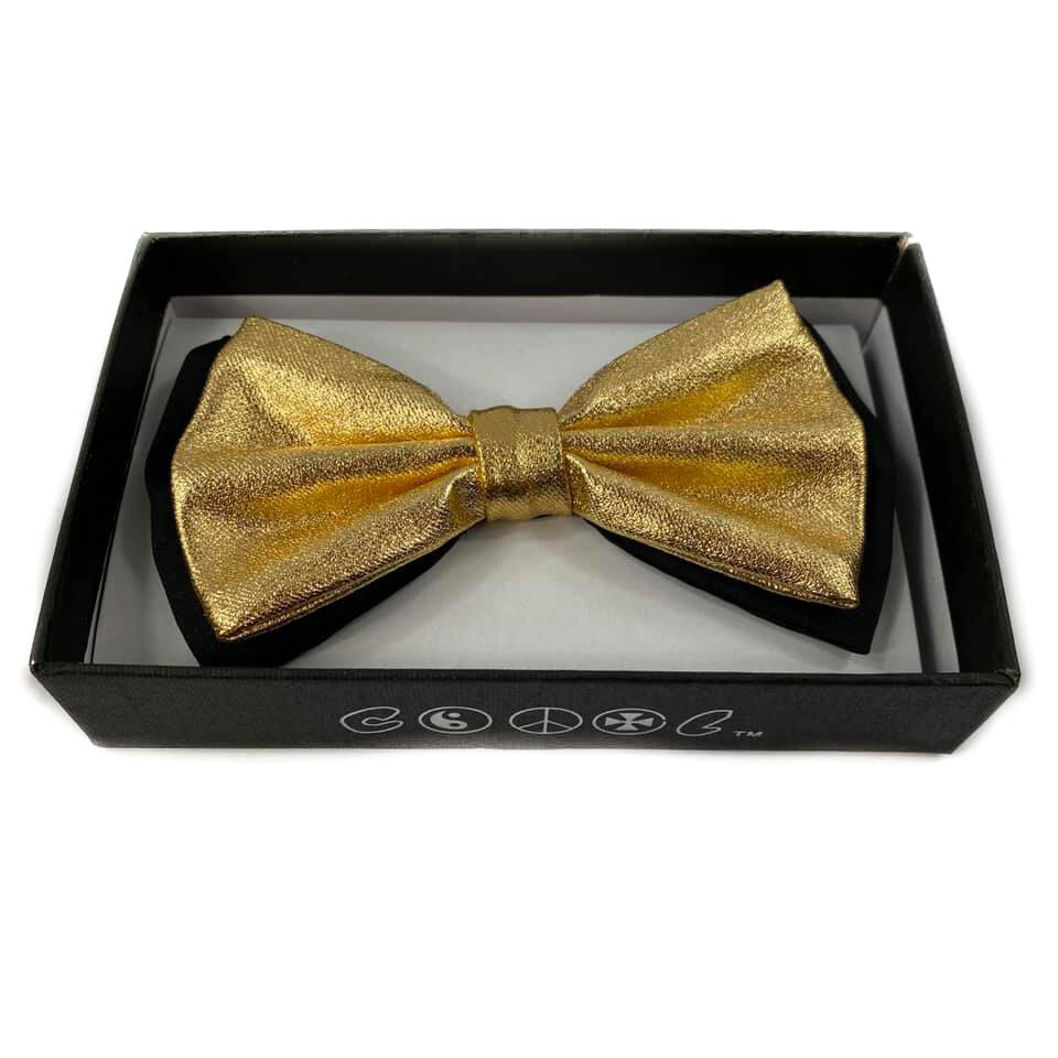 Metallic gold and black Tuxedo Adjustable Unisex Pre-Tied Bow Tie Neck wear