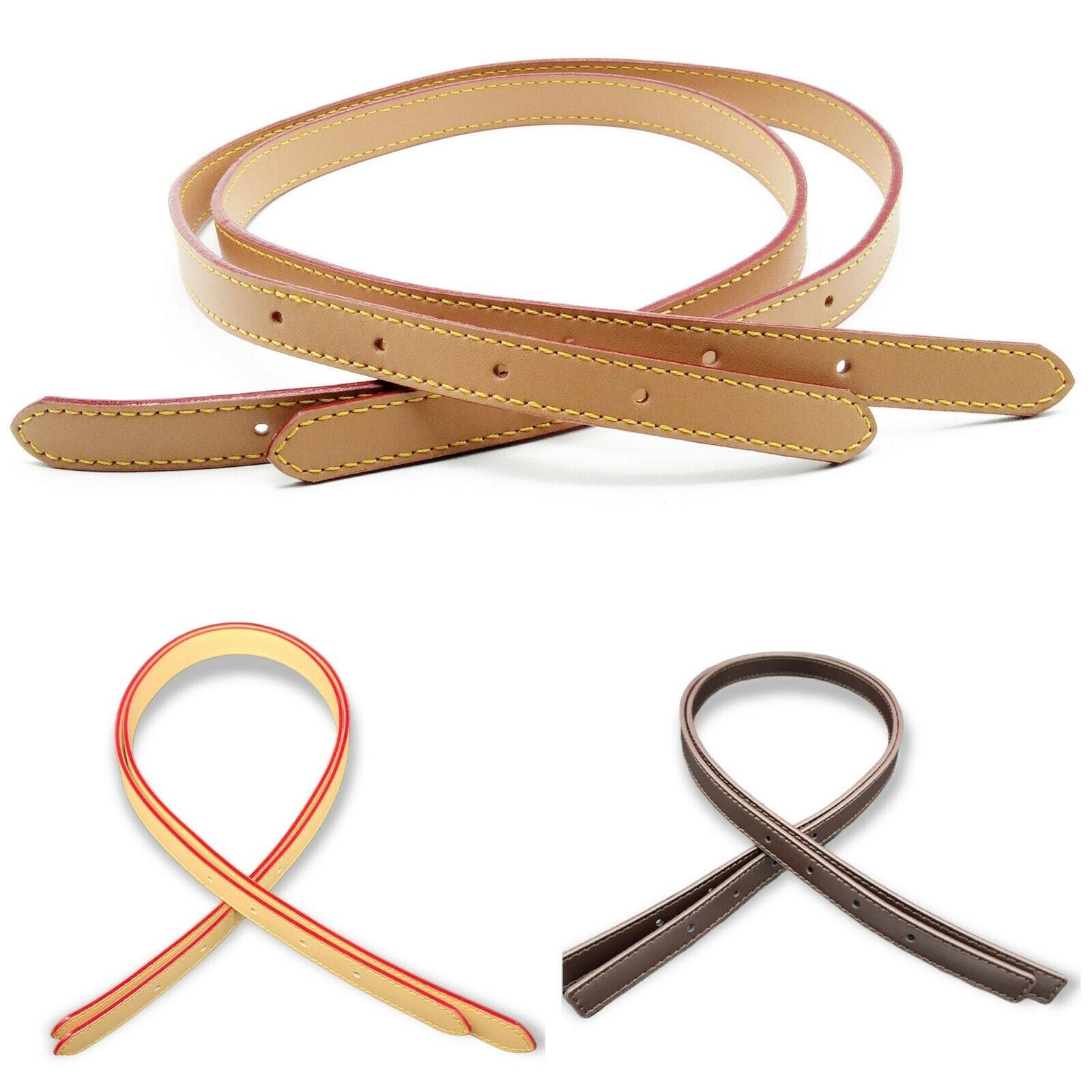 15mm One Pair Genuine Adjustable Vachetta Leather Strap Bucket Marais Replace…