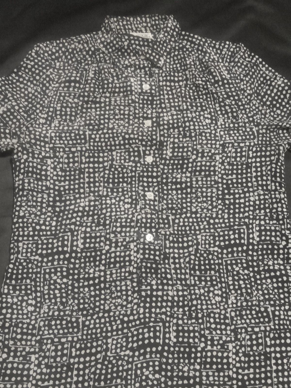Brownstone Studio New York Shirt Dress Size 12 Black White Polka Dot Belted USA
