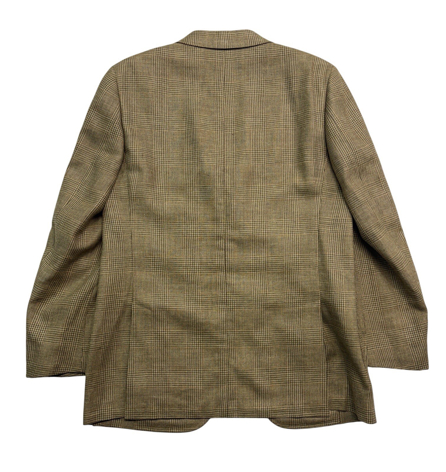 Byron British Style 50R USA 40R Tan Glen Plaid Blazer Jacket Silk Linen Wool