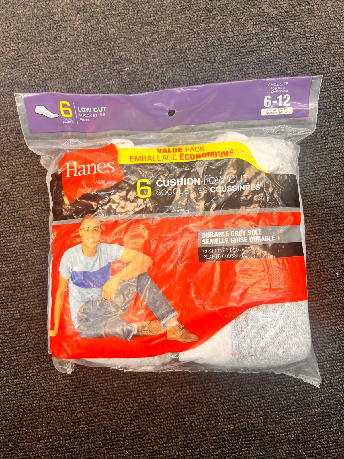 Hanes Men’s White Cushioned Low Cut Socks Soft Cotton Size 6-12 | 12 Pairs
