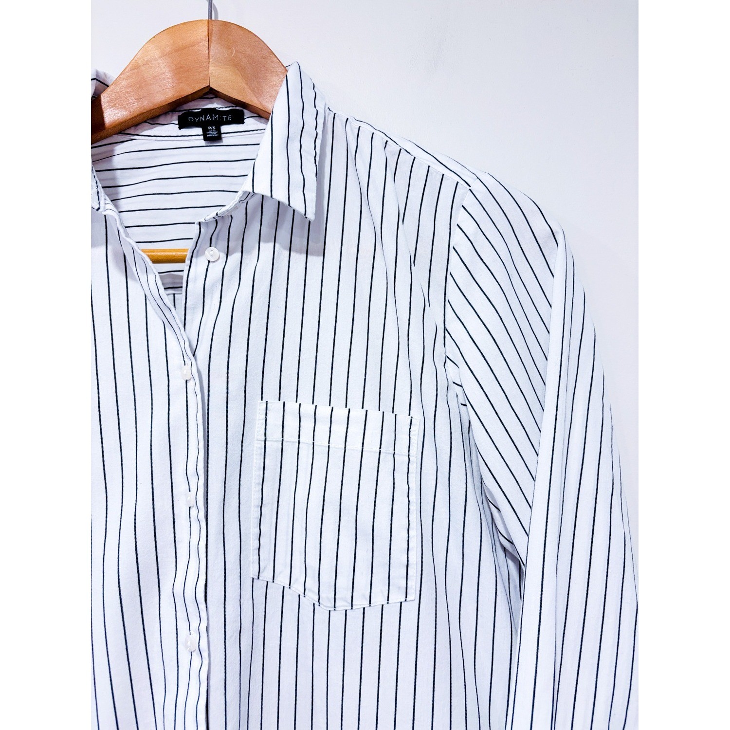DYNAMITE White striped shirt | Minimalist Office Casual | Small
