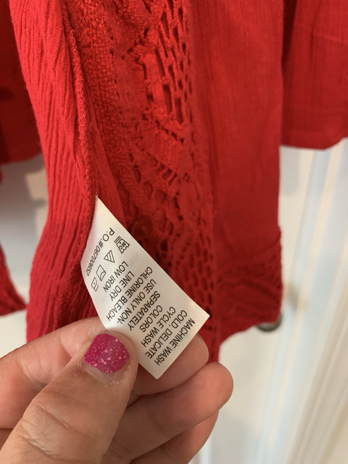 Roman’s Long Blouse Red Gauzy And Crochet Lace 20W NWOT/ Cotton