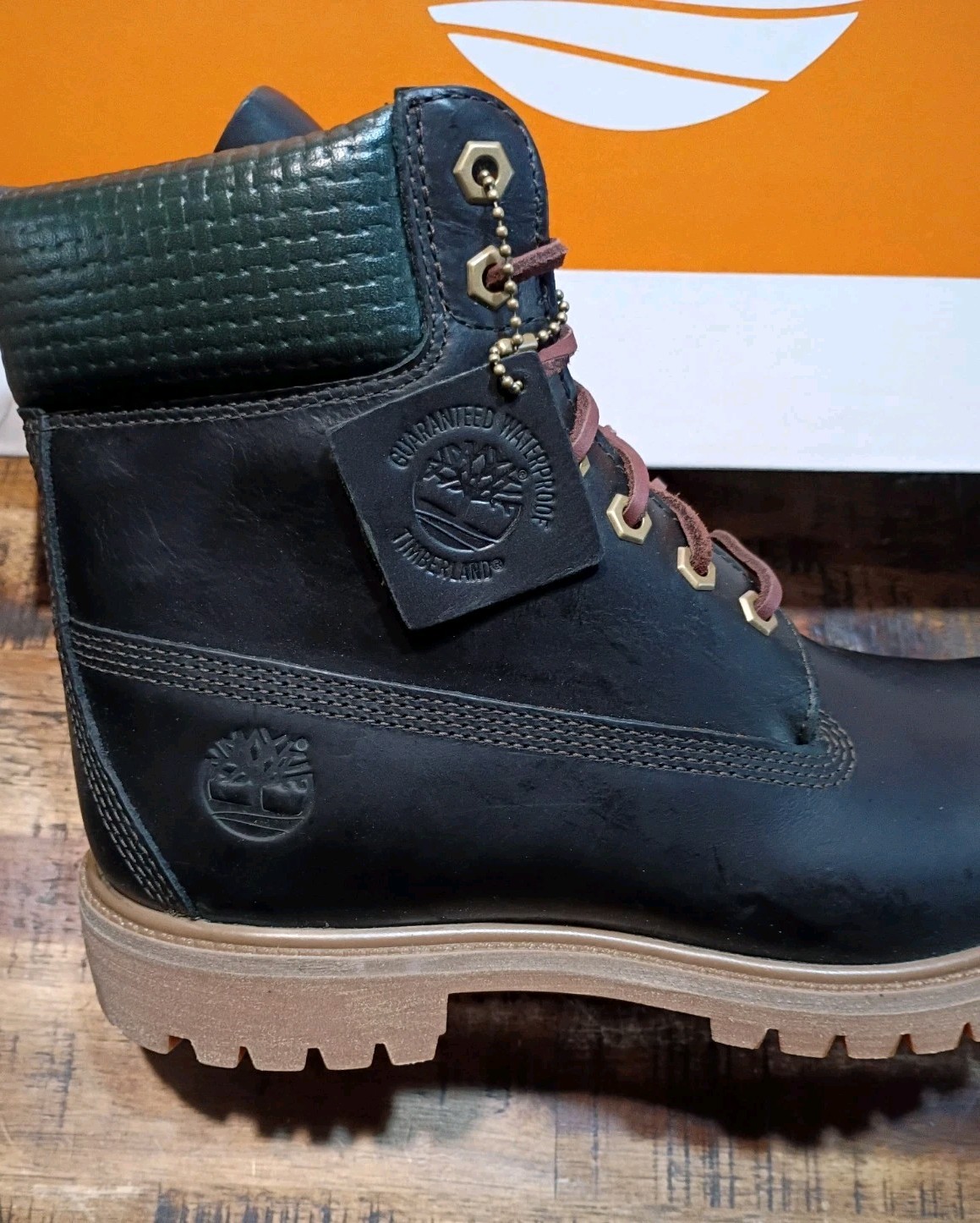 Mens Timberland Premium 6 Waterproof BOOTS Dk. GREEN FULL GRAIN LEATHER Sz 9.0