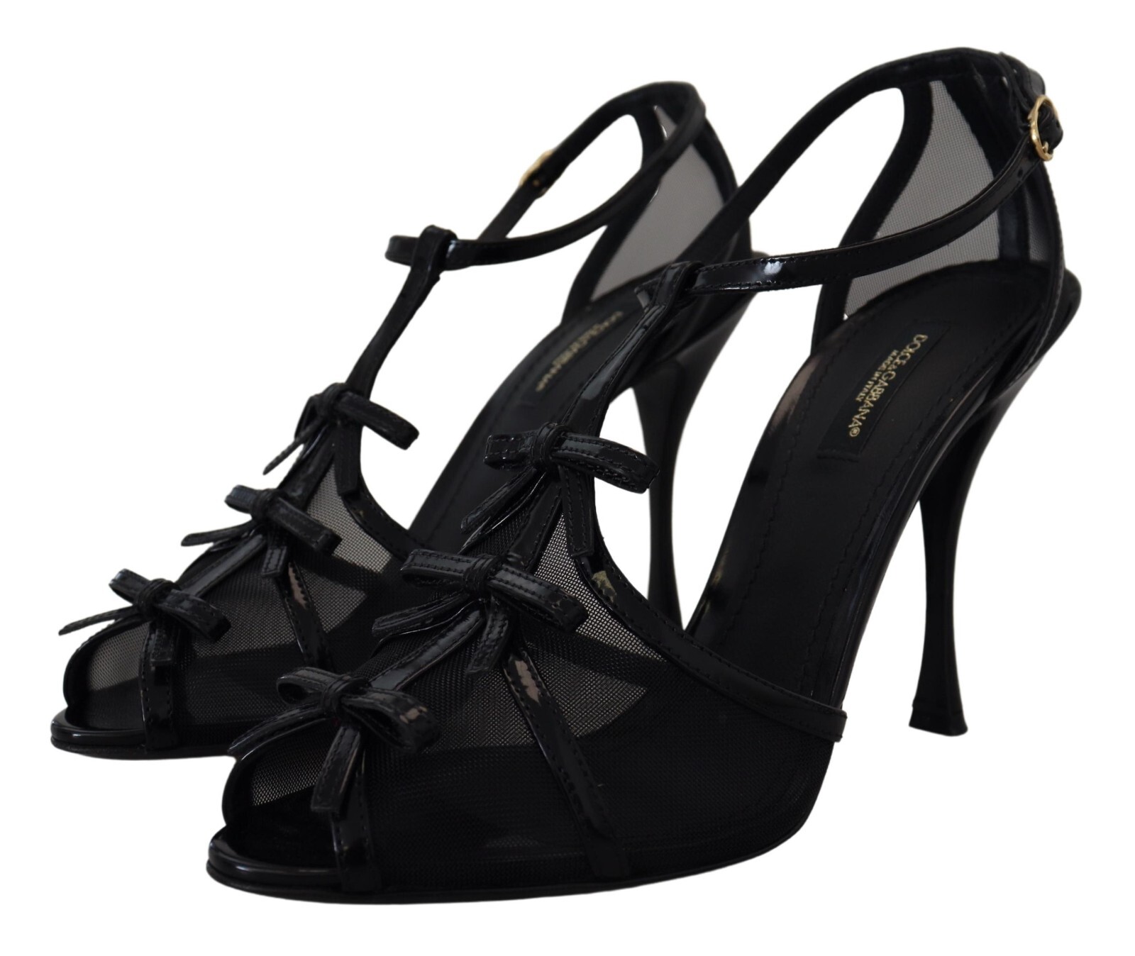 DOLCE & GABBANA Sandals Black Stiletto High Heels Shoes EU38 / US7.5 RRP 1050usd