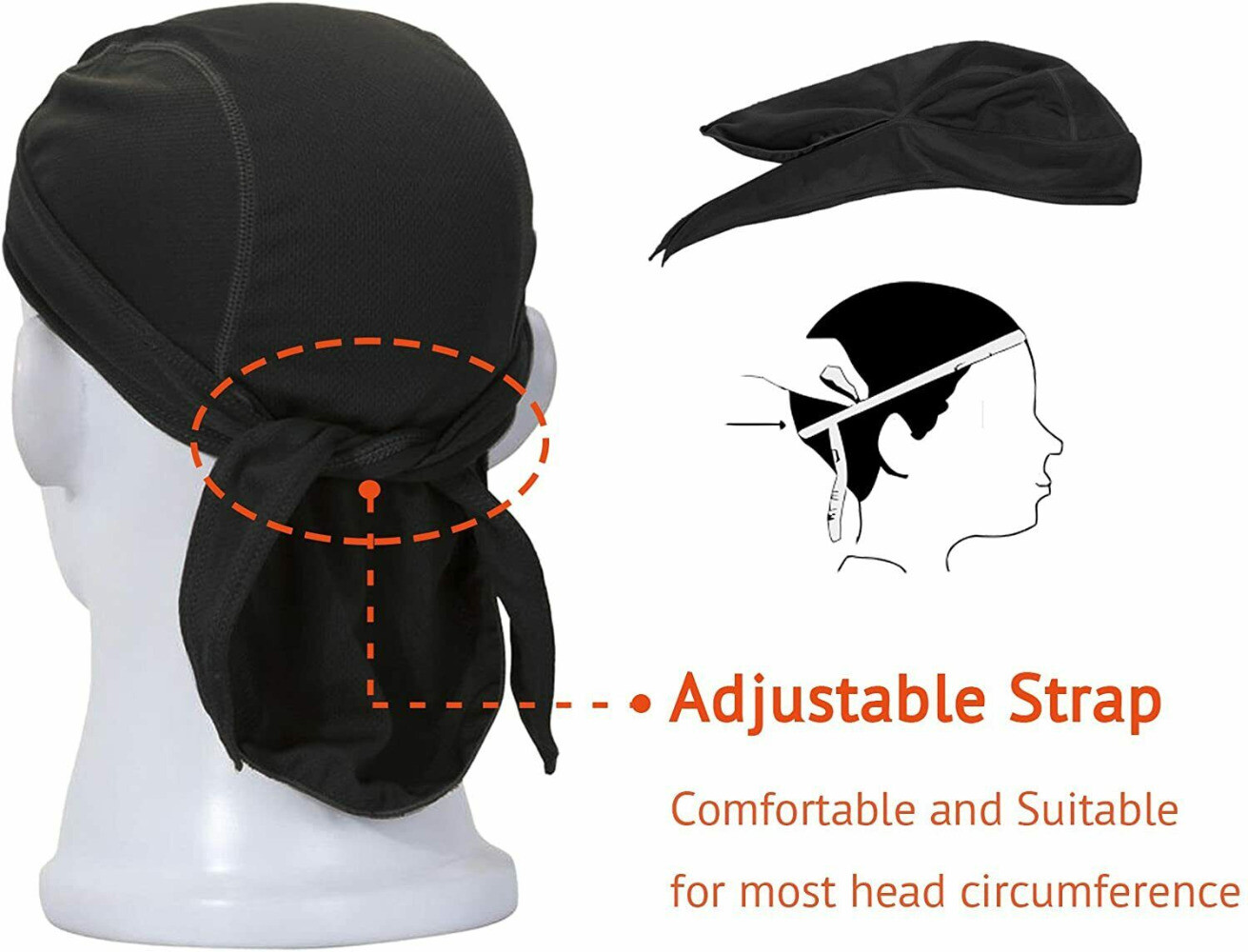 Motorcycle Wrap Biker Du Do Black Bandana Paisley Doo Rag Head Skull Cap Durag