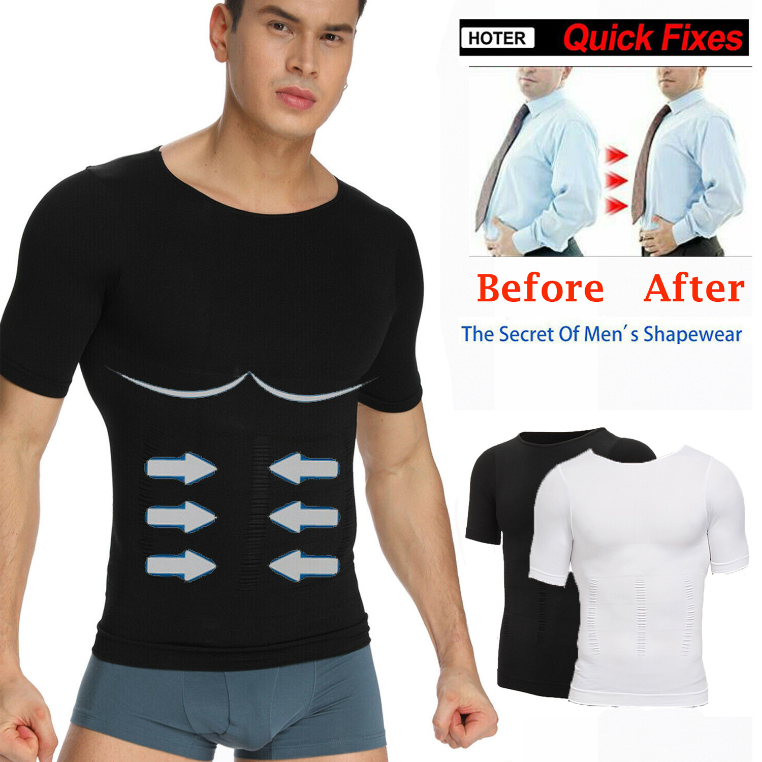 2/1PCS Mens Body Shaper Slimming Tummy Vest Compression Shirt Tank Top Shapewear