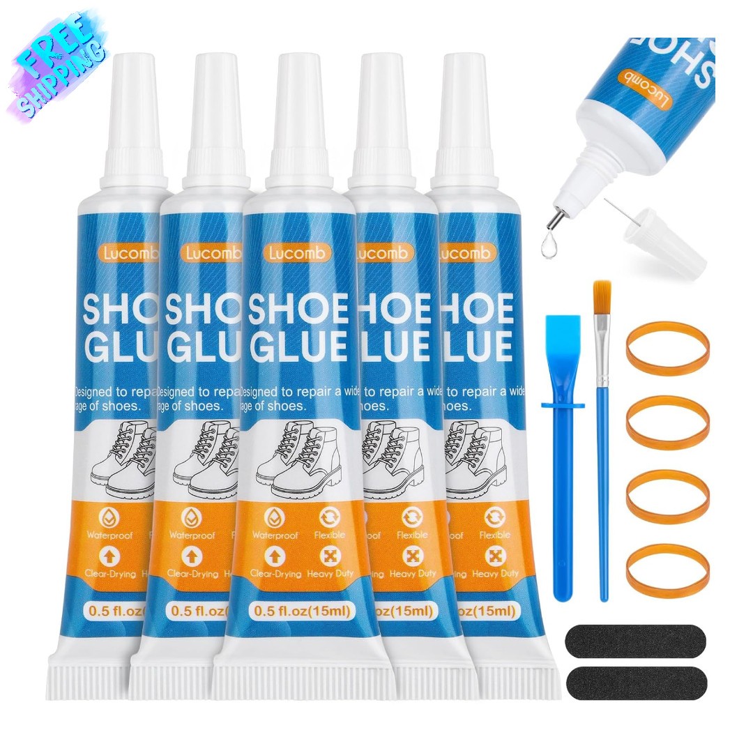 Shoe Glue 5x15ML Clear Adhesive Repair Soles Heels Free Shipping