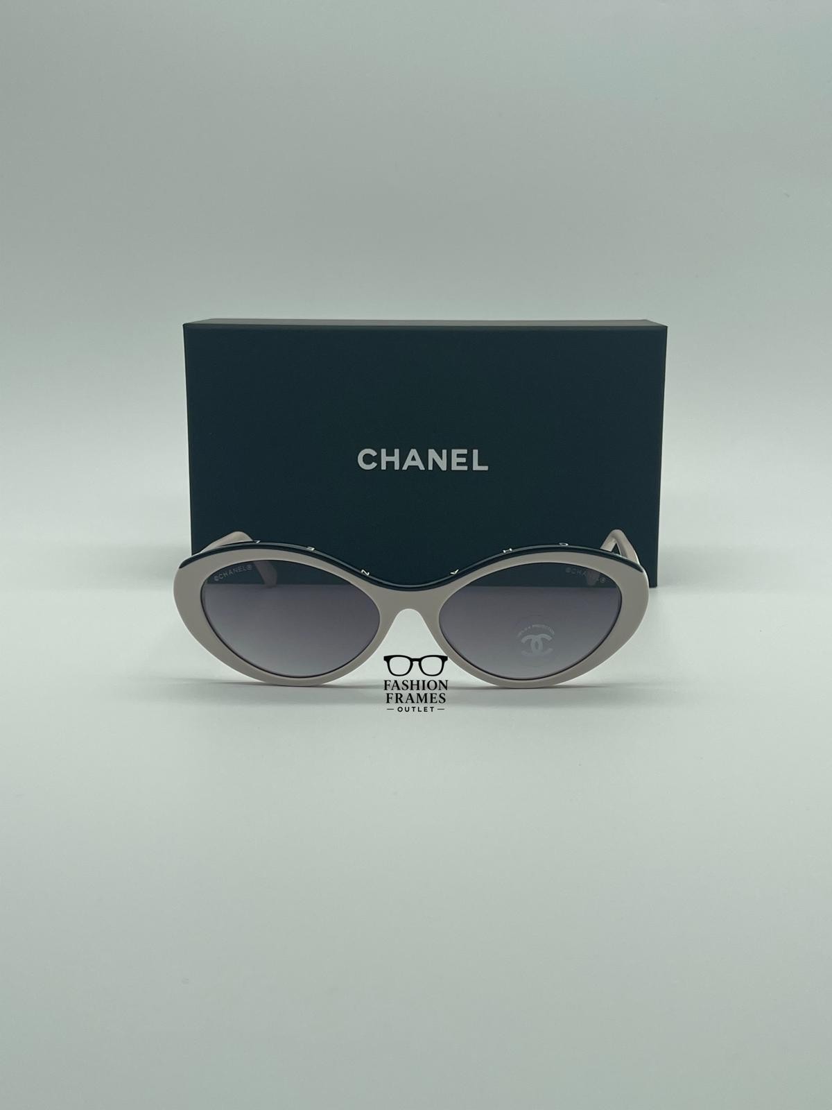 CHANEL 5416 Beige Black Oval Sunglasses–Acetate Frame – Brand New 100% Authentic