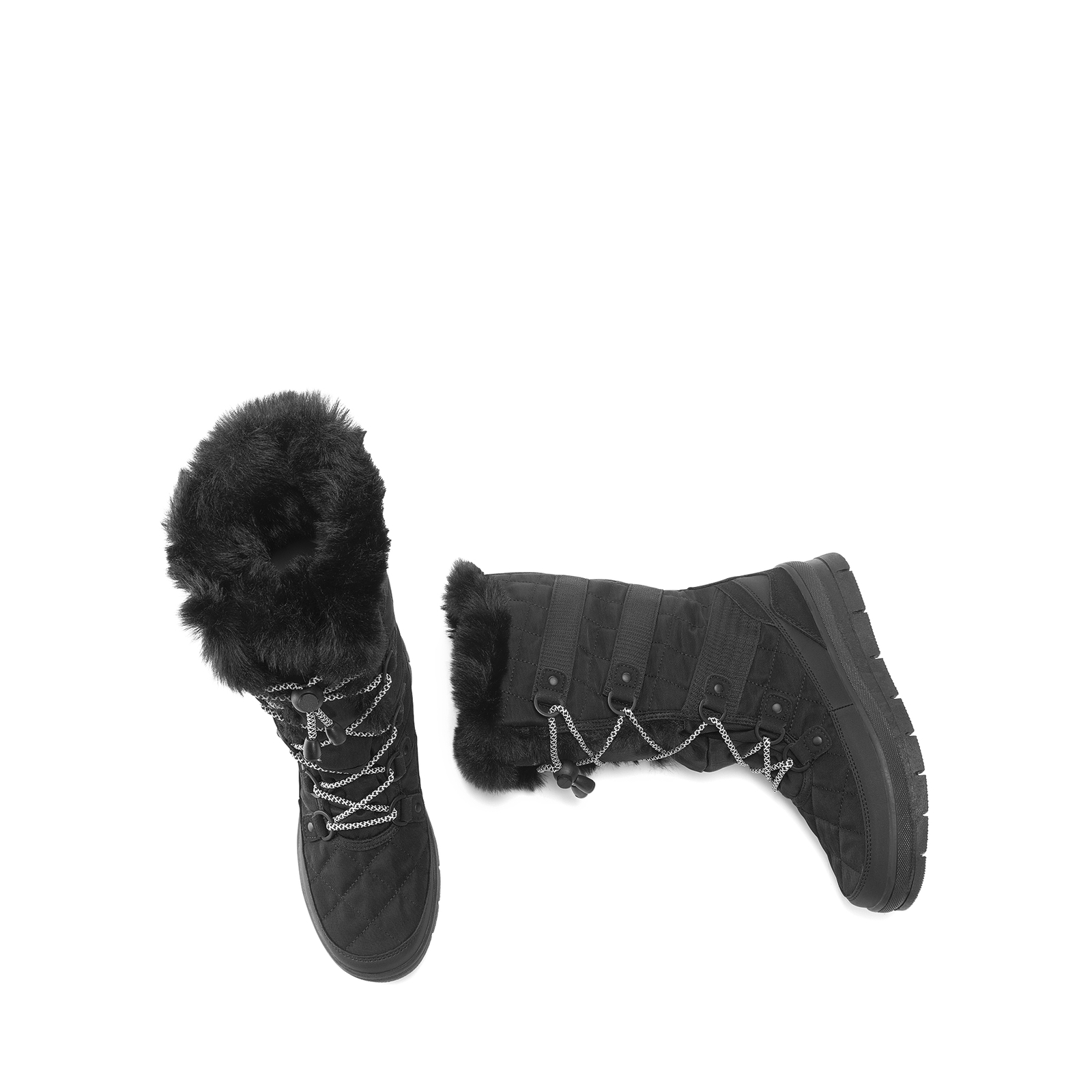 Women Snow Boots Classic Fur Lined Lace up Mid Calf Outdoor Indoor Ski Boots