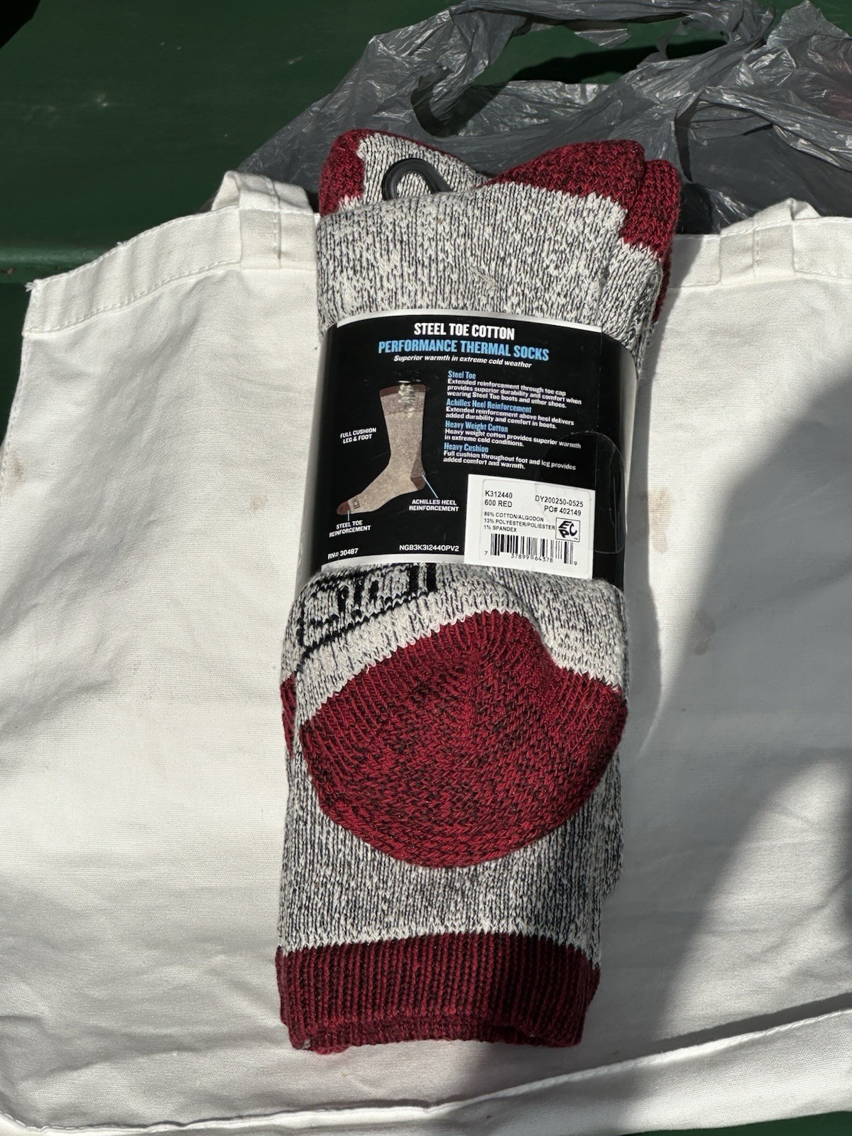 6 Pair ~ DICKIES ~ Cotton Blend Heavyweight ~ Red / Grey ~ Thermal Socks ~6-12