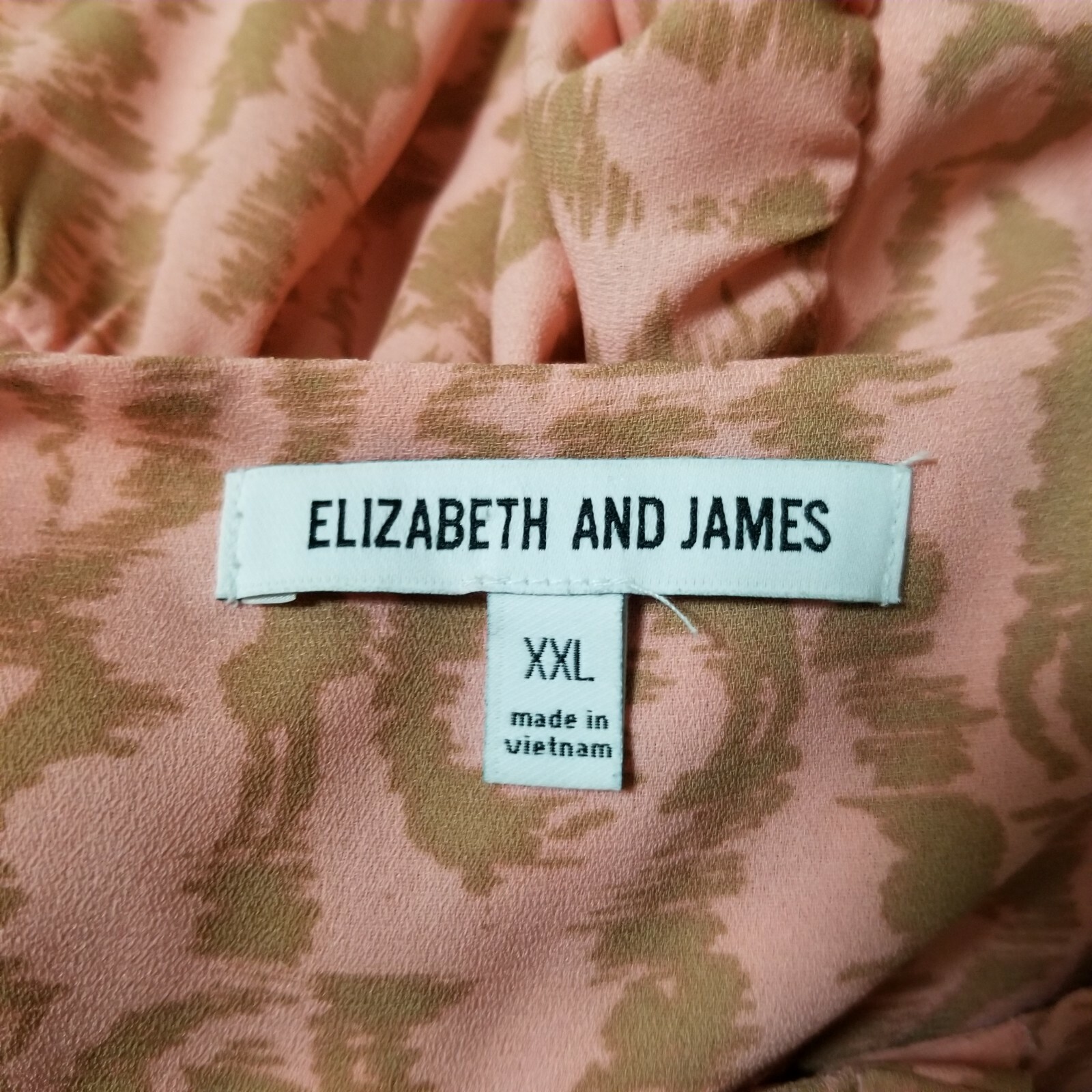 Elizabeth and James Top Blouse Peach Boho Print Button Down Billowy Balloon XXL