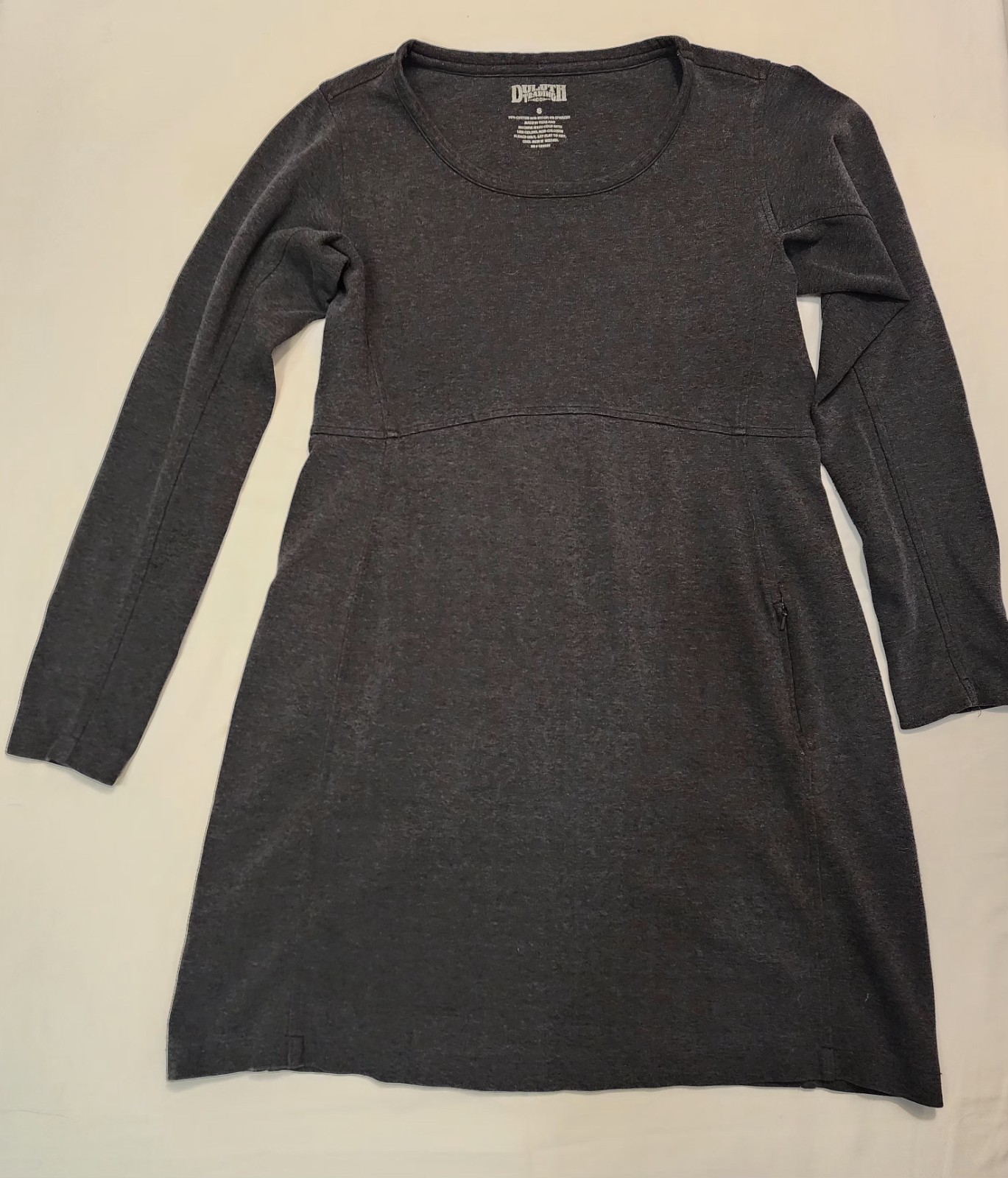 Duluth Trading Co Wearwithall Ponte Knit Dress Gray Long Sleeve Stretch Short S