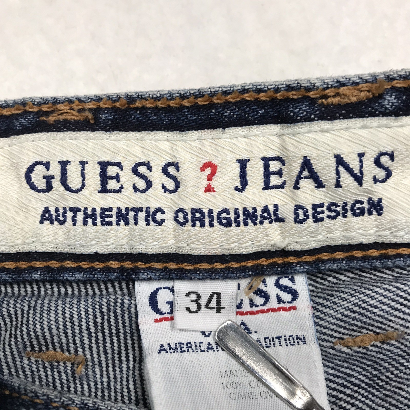 Vintage GUESS 1050 Jean Men 34×28 Tapered Relaxed Fit Dark Wash USA Made Denim