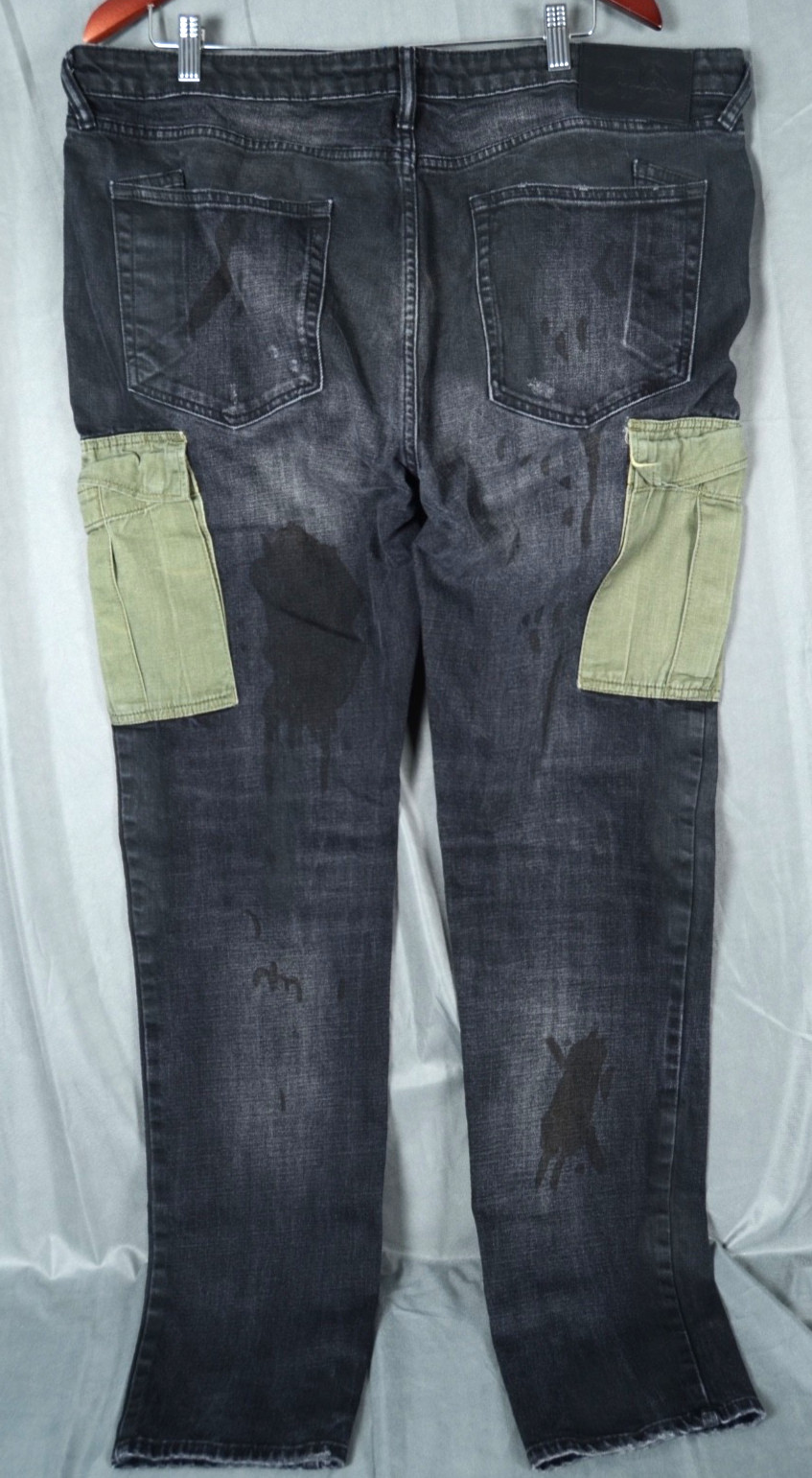 Prps Men’s Windsor Tapered Skinny Fit Cargo Stretch Black Jeans Size 40 40×34