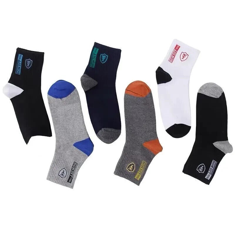 5 pairs Men’s Cotton Sweat Absorbing Embroidered Crest Athletic Socks size 9-11