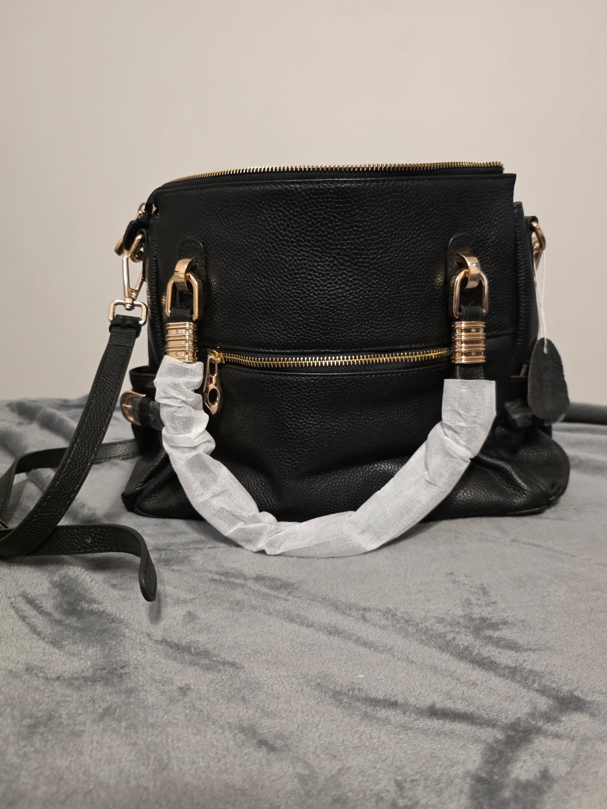 Kattee Women’s Genuine Leather Purses and Handbags, Satchel Tote Large, Black