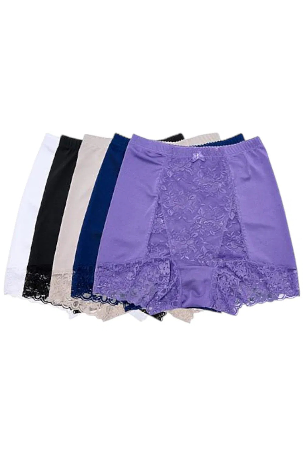 Rhonda Shear Women’s 5pck Pin-Up Panty with Lace Detail Gray/Blue