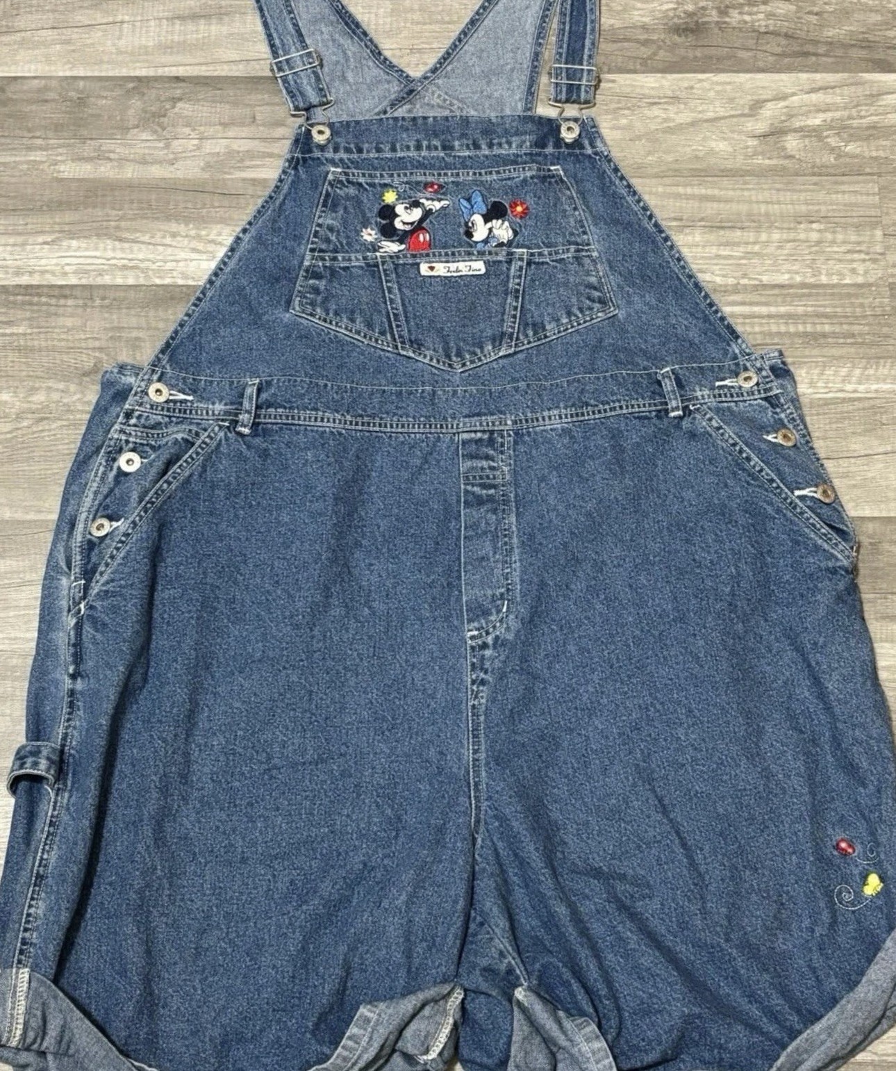 Vintage 90s Disney Mickey & Co 2000s Denim Shortall Overall Shorts Plus Size 22W
