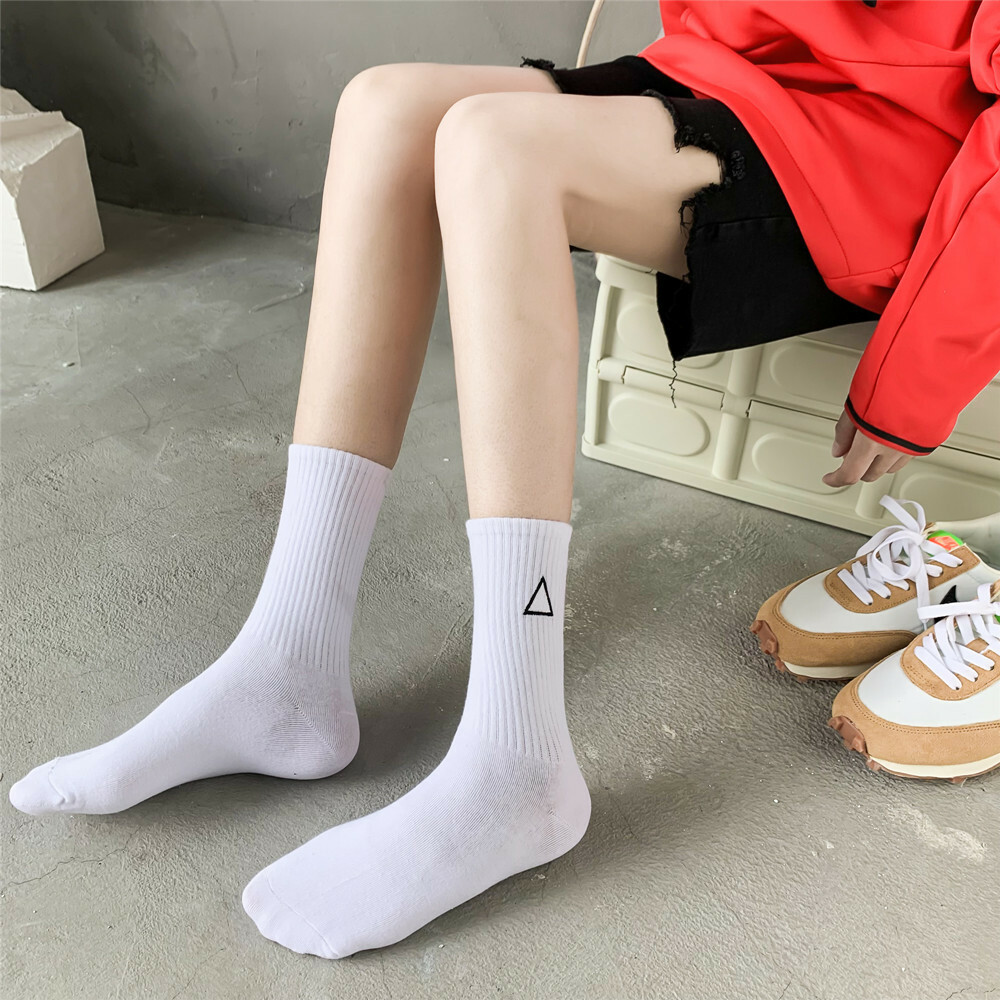 Women Socks Striped Cotton High Ankle Crew Sock Pride Stocking Rainbow Triangle