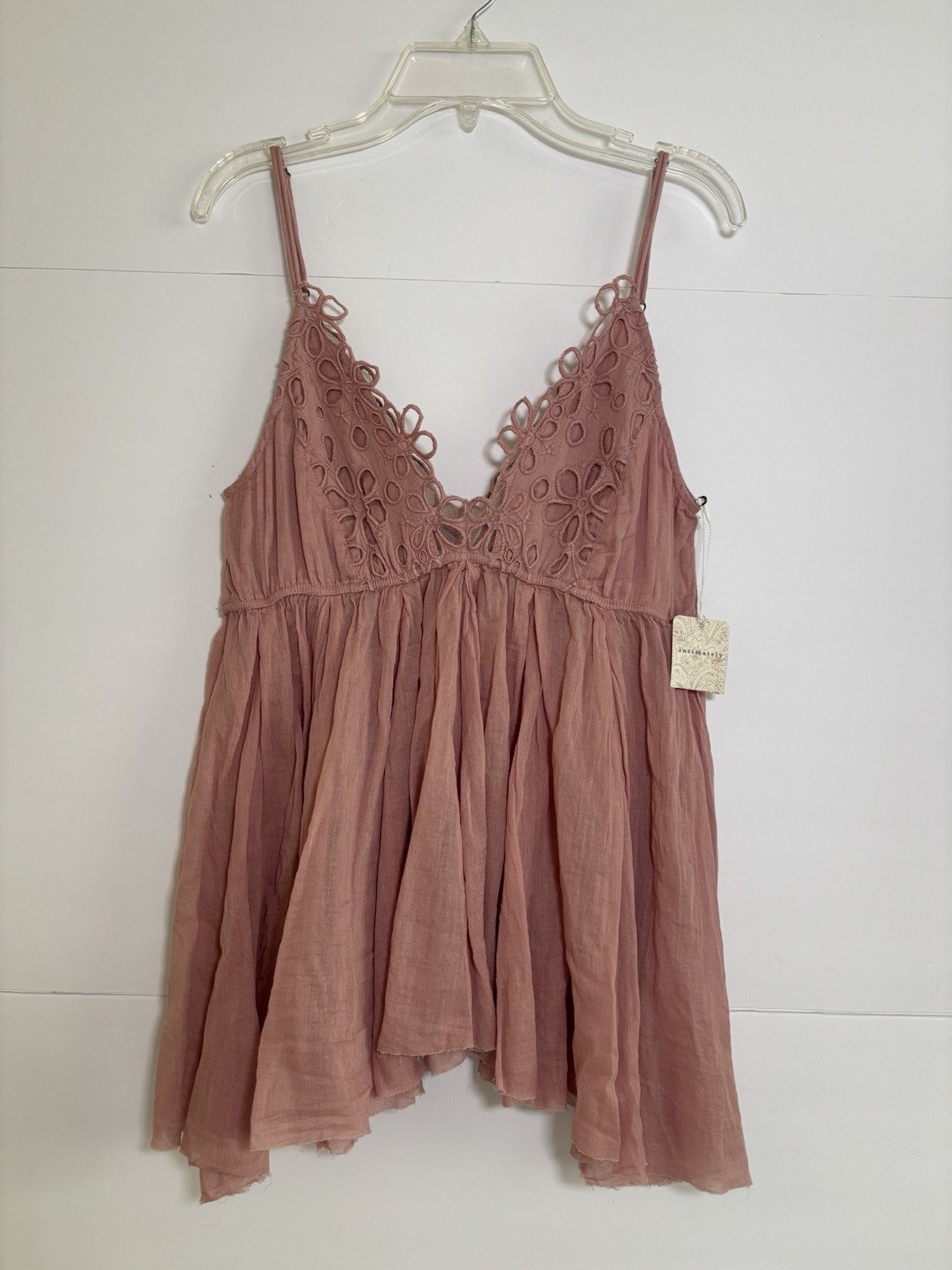 Free People Pink Lace V-Neck Spaghetti Strap Camisole Tank Top Size XS