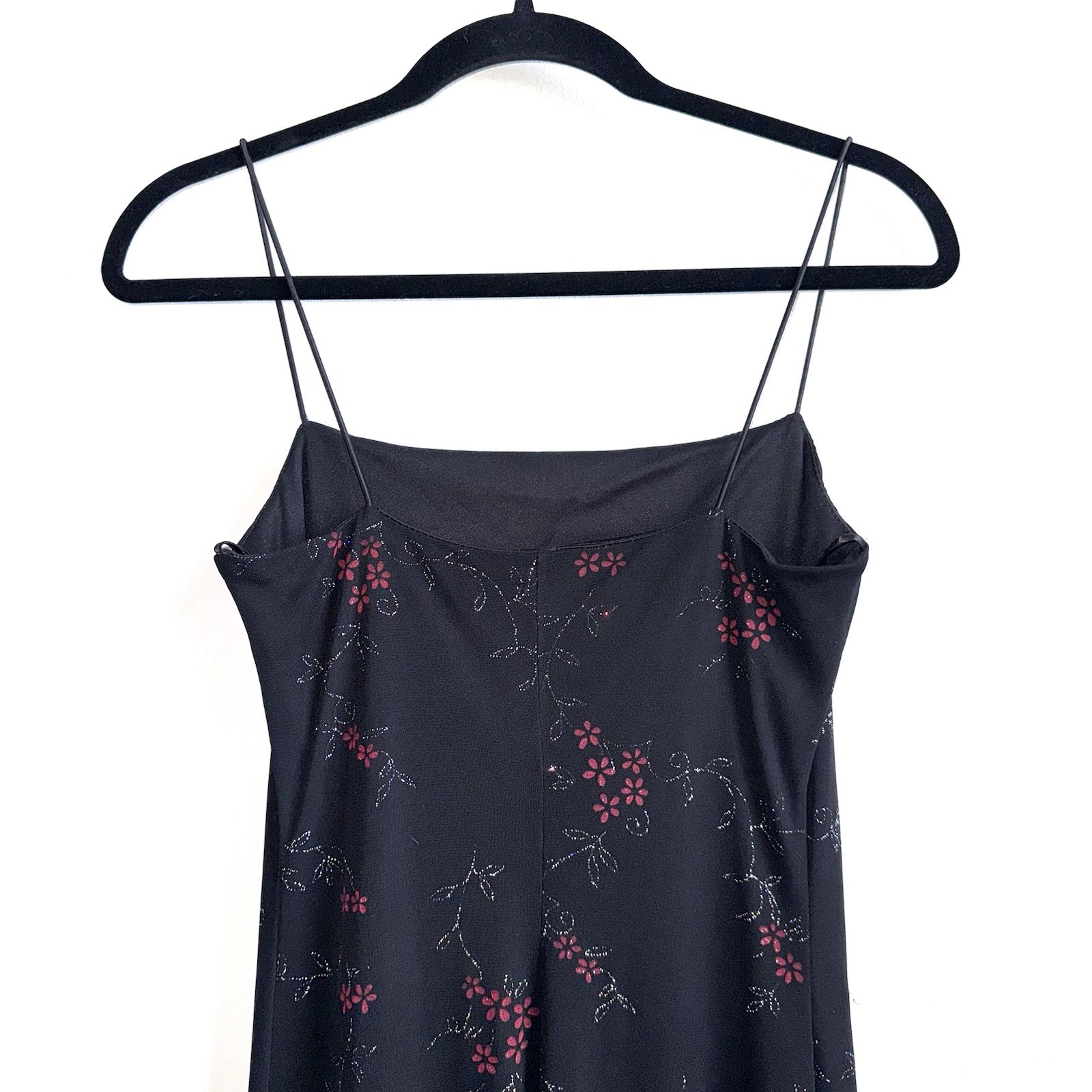 BUYER TOO Women’s Spaghetti Strap Midi Dress Size Small Black Floral Y2K Prom