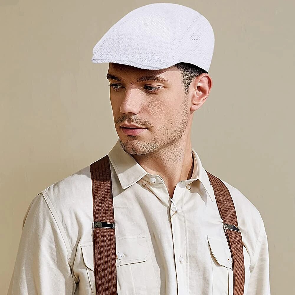 Duck Mesh Summer Gatsby Cap Mens Ivy Hat Golf Driving Sun Flat Cabbie Newsboy