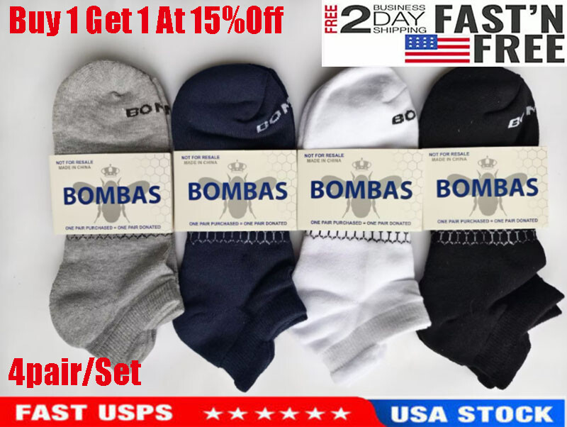 4 pairs Bombas All-Purpose Performance 4 Colors Ankle socks – Size Large 9-13