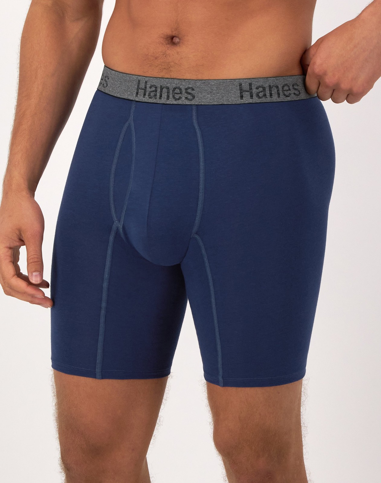 Hanes Men’s Boxer Briefs 3 pack Comfort Flex Ultra Soft Cotton Stretch Long Leg