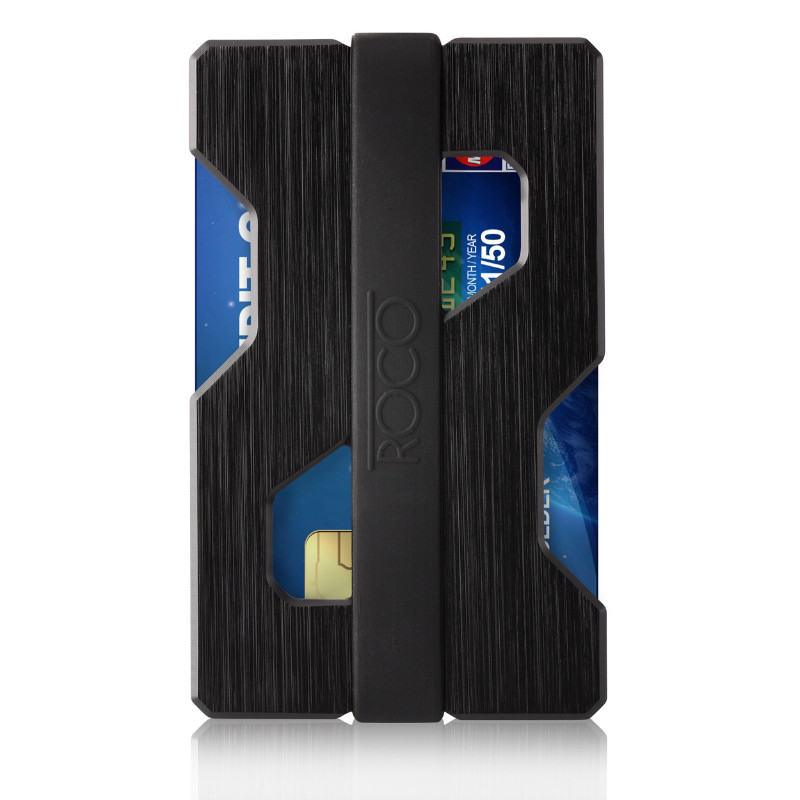 Roco Minimalist Aluminum Slim Wallet RFID Blocking Money Clip-Futuristic Design