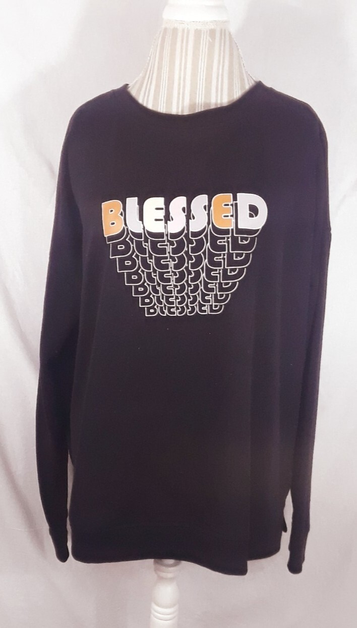 TA1-25 New Directions Studio XL woman’s Sweat shirt BLESSED long sleeve black