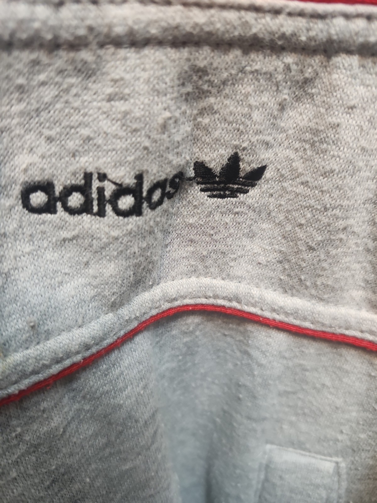 Vintage 80s 90s Adidas Colorblock Trefoil Hoodie L/XL Boxy Gray Red Black