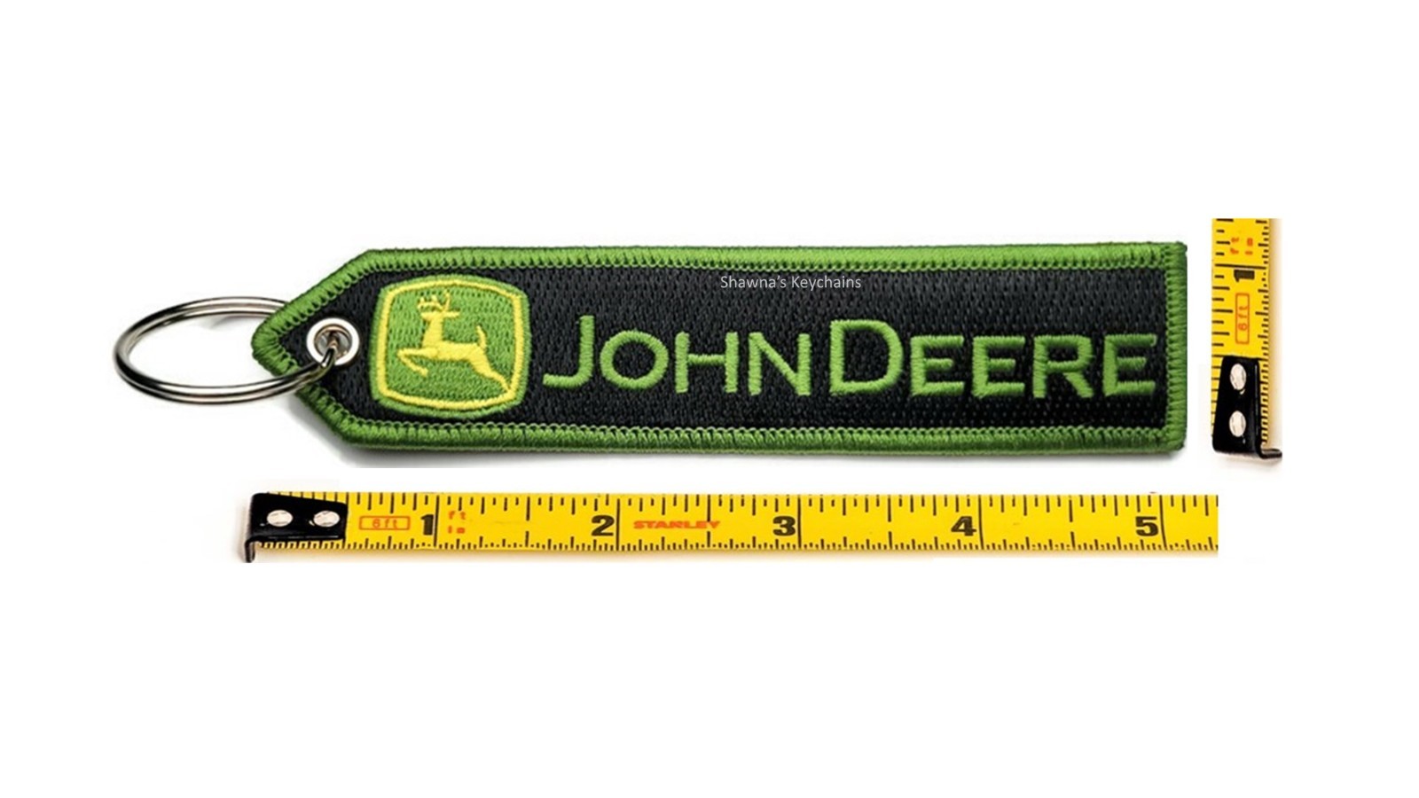 John Deere Tractor Keychain Double-Sided Embroidered Fabric Durable Key Patch