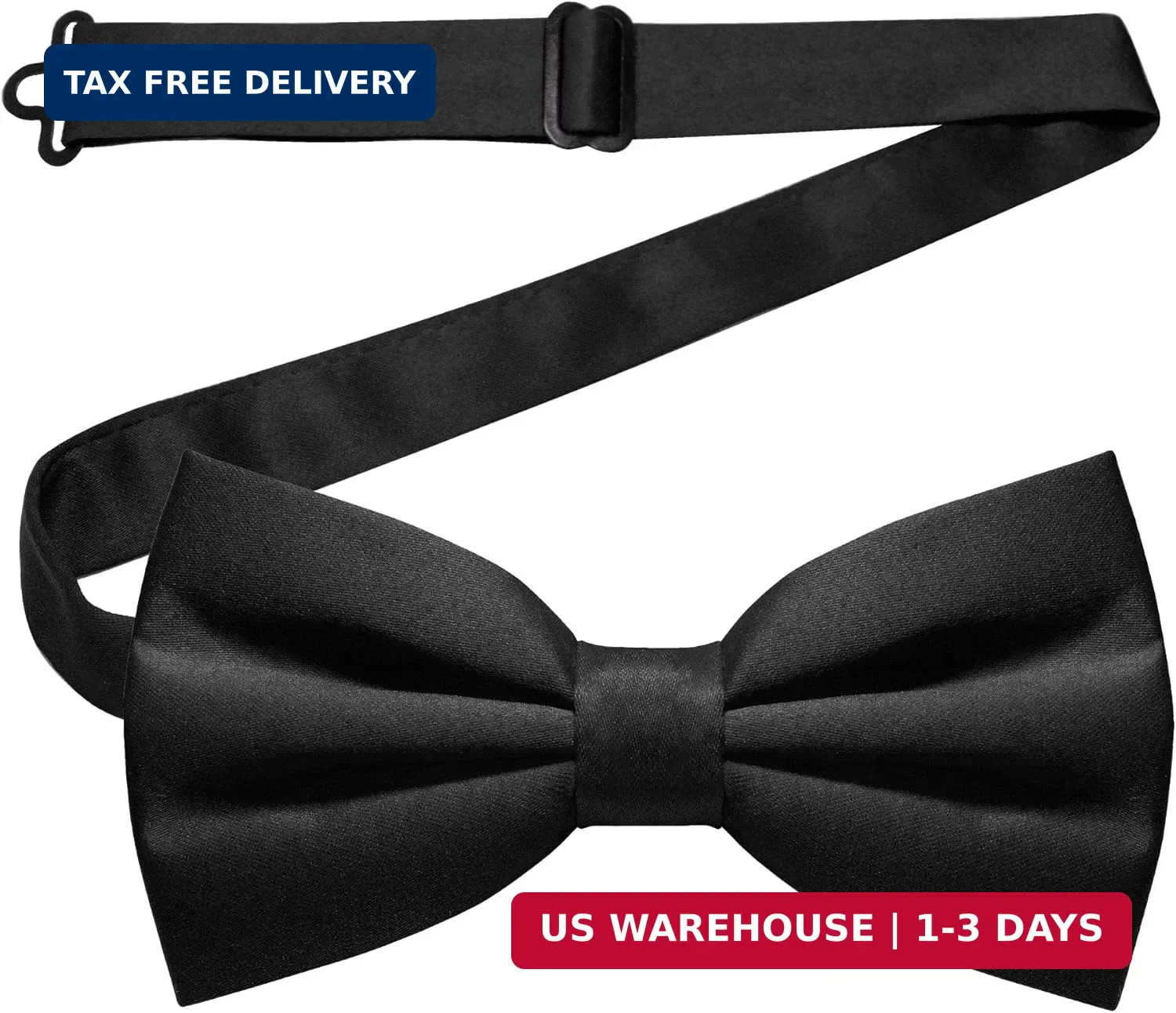 JEMYGINS Solid Color Pre-tied Bow Tie Adjustable Bowtie for Men